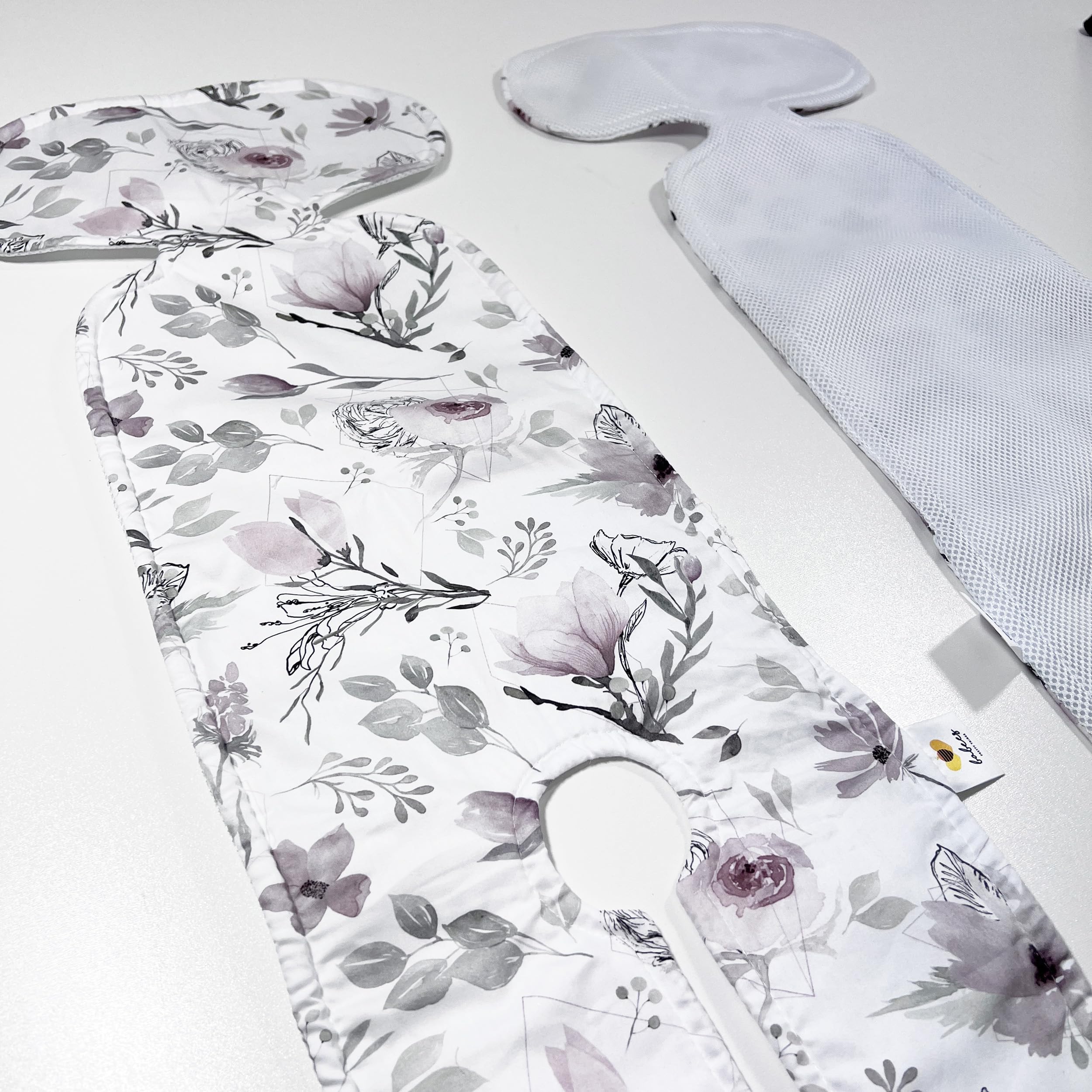 Atmungsaktive Sitzauflage für Babyschale Autositz Kinderwagen Antischwitz, Sitzeinlage Einlage Babyschale universal Gruppe 0+ (0-13kg) Gruppe I (9-18kg) 100% BAUMWOLLE Blumen