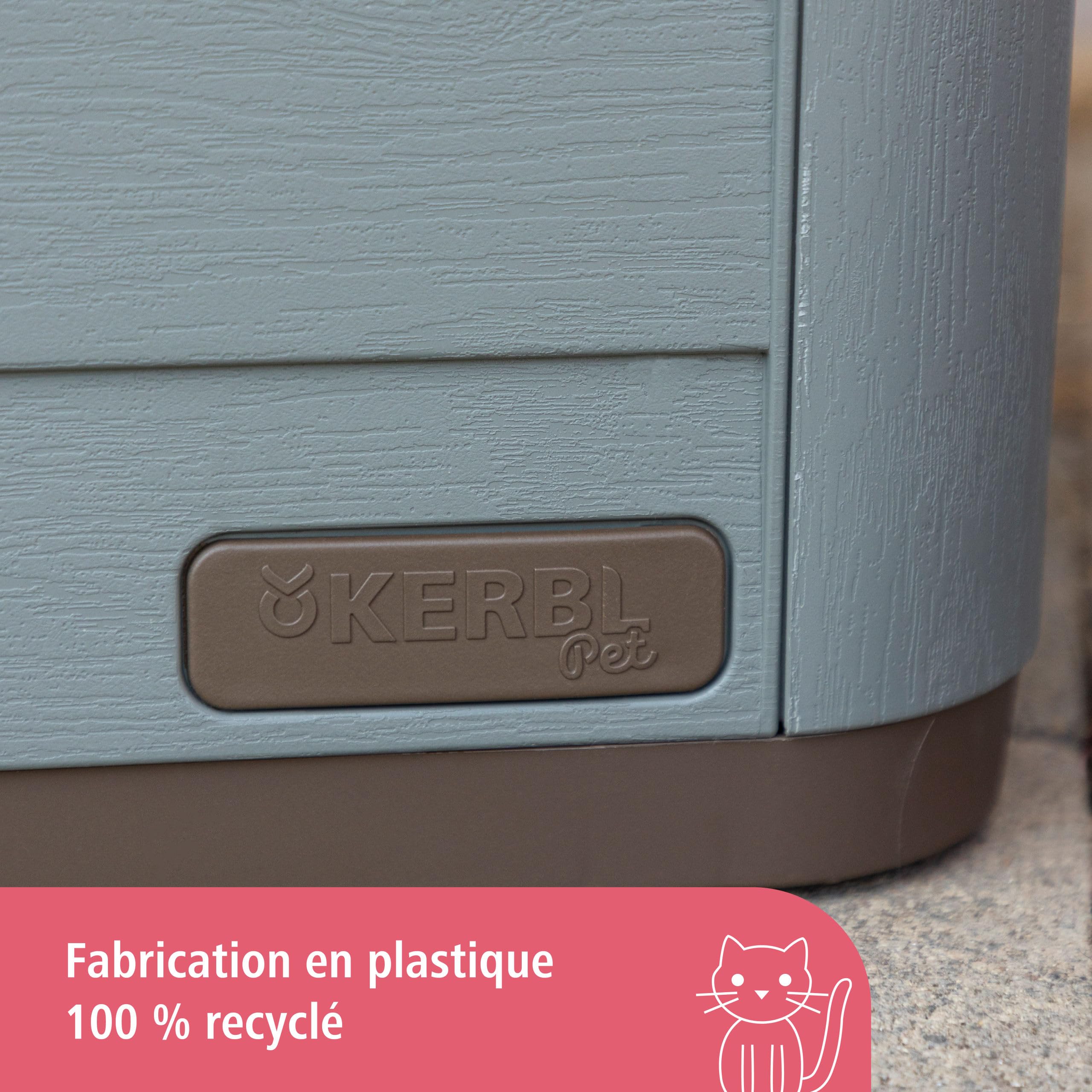 Kerbl Pet Maison pour Chat Paola Eco, Gris-Vert/Marron, 60 x 51 x 41 cm, Niche pour Chat, Plastique 100% recyclé, Chiens, Chats