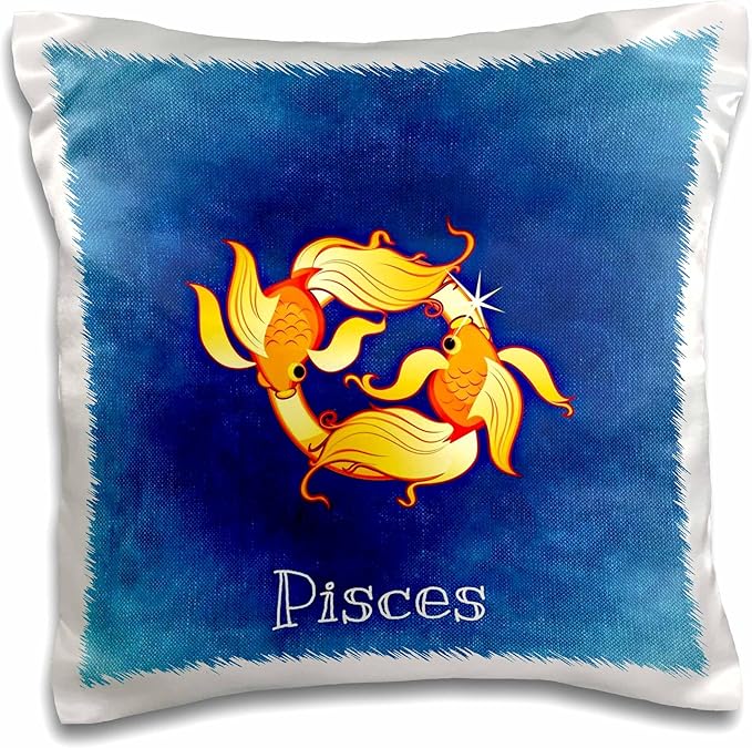 3dRose Pisces Zodiac Sign Throw Pillow Covers, 16 x 16, White