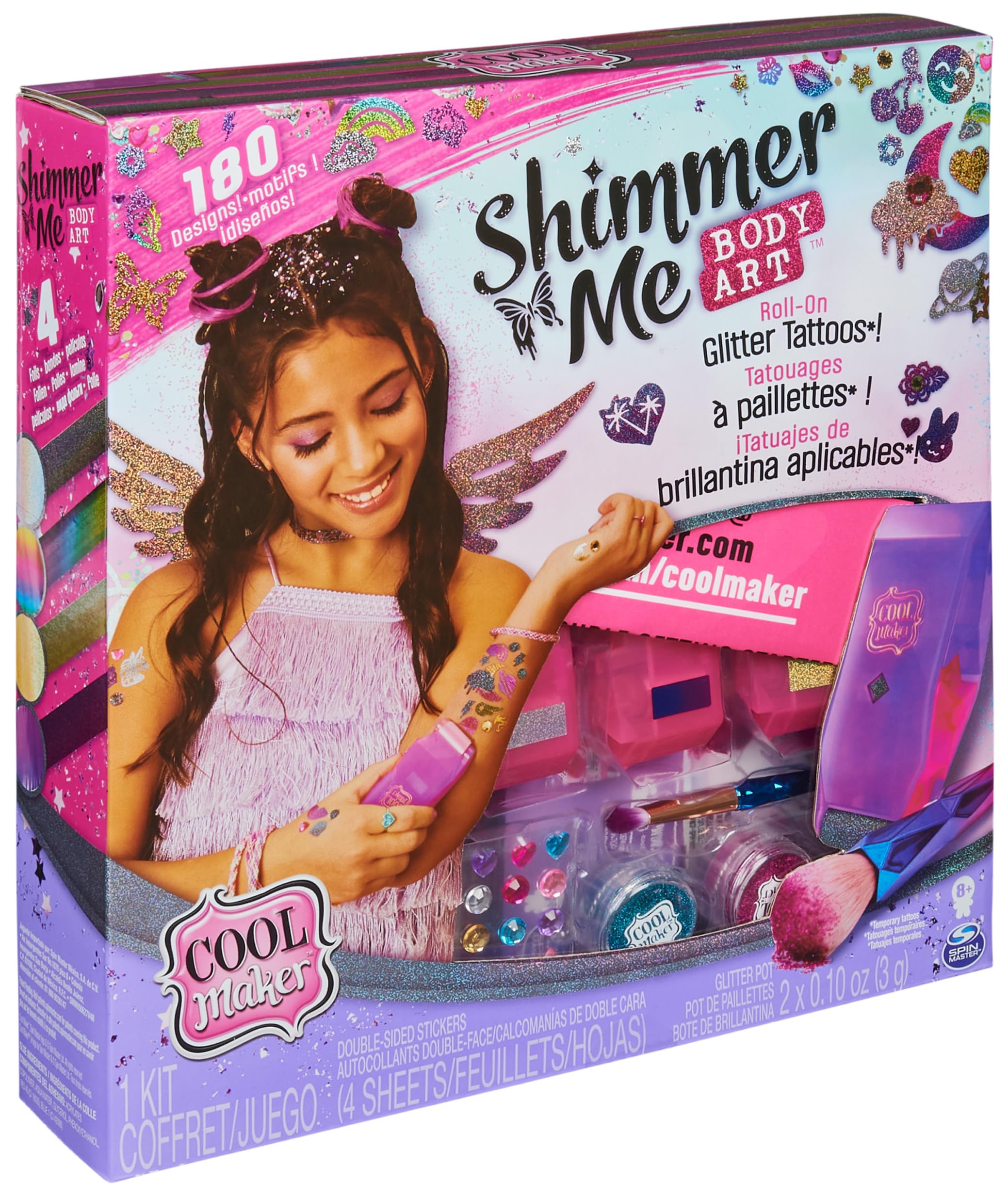 Cool Maker Shimmer Me Rullo per Tatuaggi | Gioco Tatuaggi Bambina | 4 Colori e 180 Motivi | Tattoo Bambini | Giocattolo per Bambine da 8 Anni