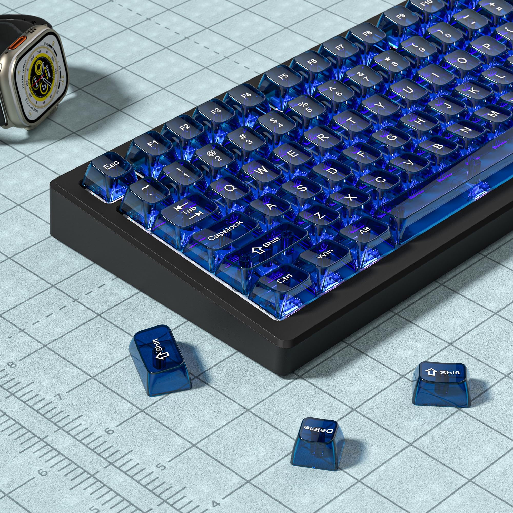 Amazon | dagaladoo ダークブルークリアキーキャップ、透明キー