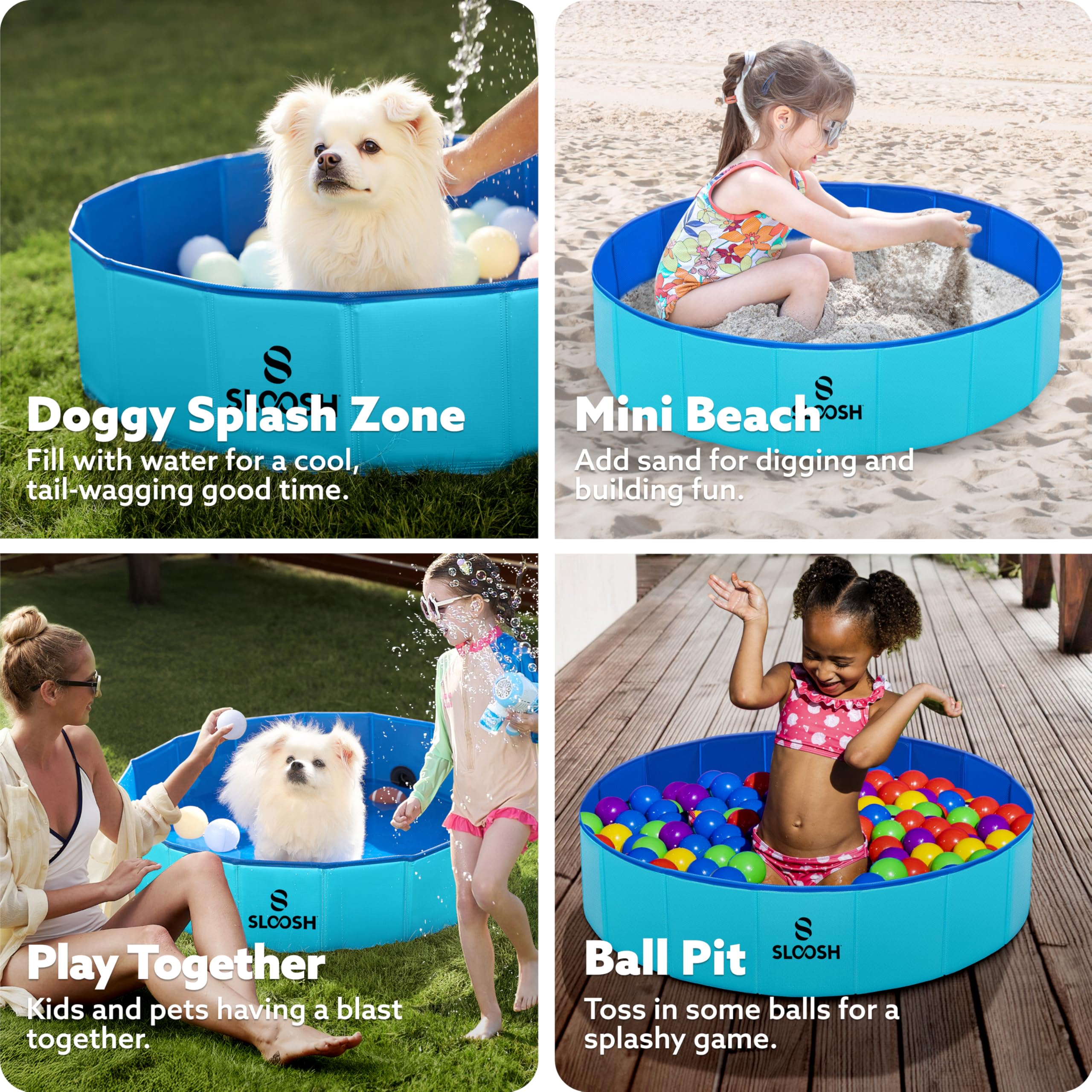 Sloosh Baignoire pliable pour chien – Piscine pliable pour chien – Piscine pour enfants – 81,3 x 20,3 cm (bleu)