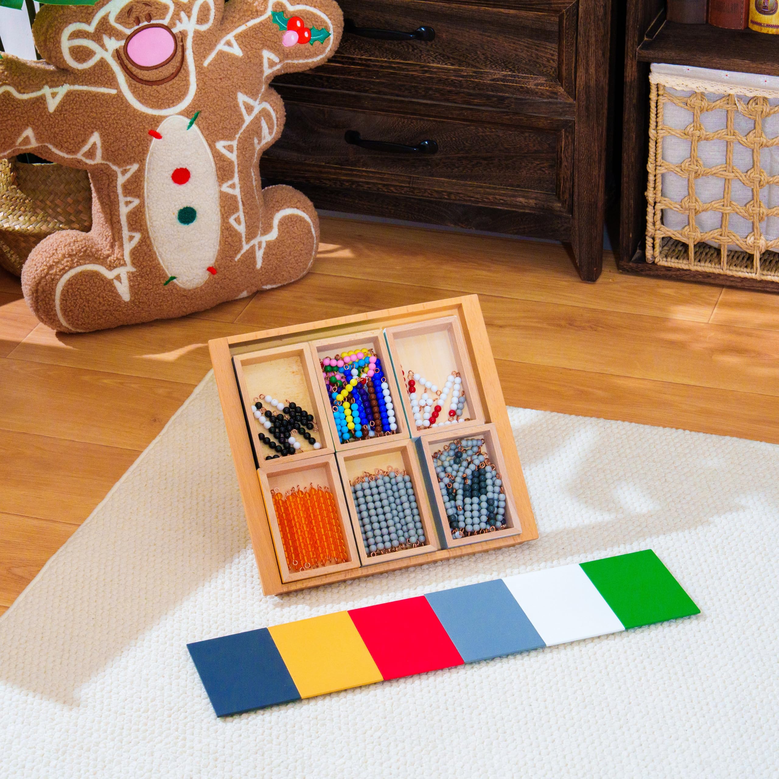 Montessori materiały matematyczne – drewniana zabawka edukacyjna do liczb i liczb, przedszkola i szkoły podstawowej, domowej i klasy od 3 lat (Montessori Negative, gra węża)