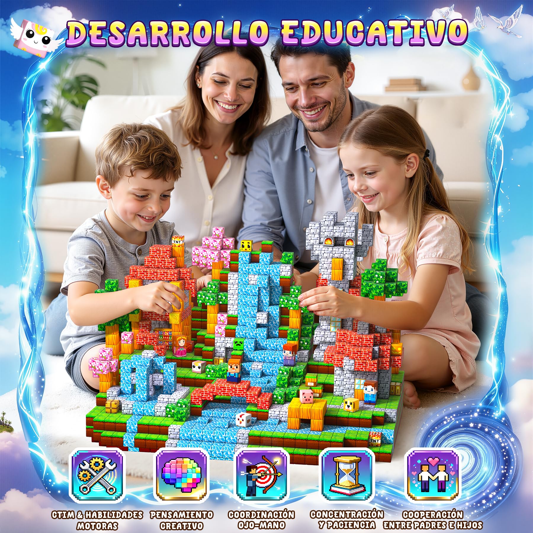 Pourbibi 𝟑𝟎𝟎 𝐏𝐢𝐞𝐳𝐚𝐬 Bloques Magneticos Construccion Niños,Magneticas Niños,Juguetes Niños 3 Años,Piezas Construcciones Magneticas,Juguete Creativo Montessori para 3-10 Años,Neumaticos Turismo