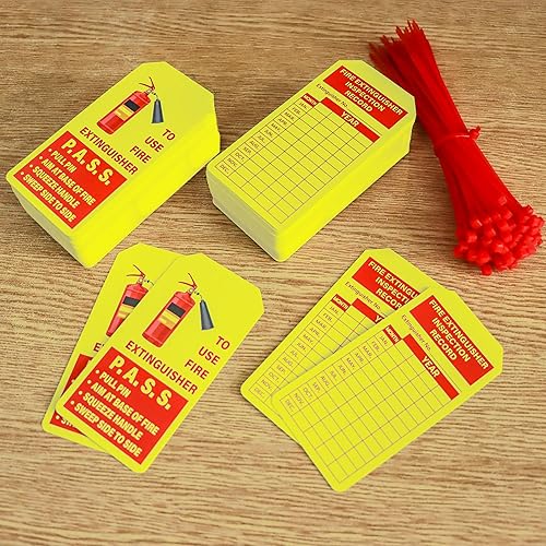 Miniatura 5 de YHNTGB 160 juegos de etiquetas de extintor de incendios con bridas de alambre ajustables, etiquetas mensuales de registro de inspección de
