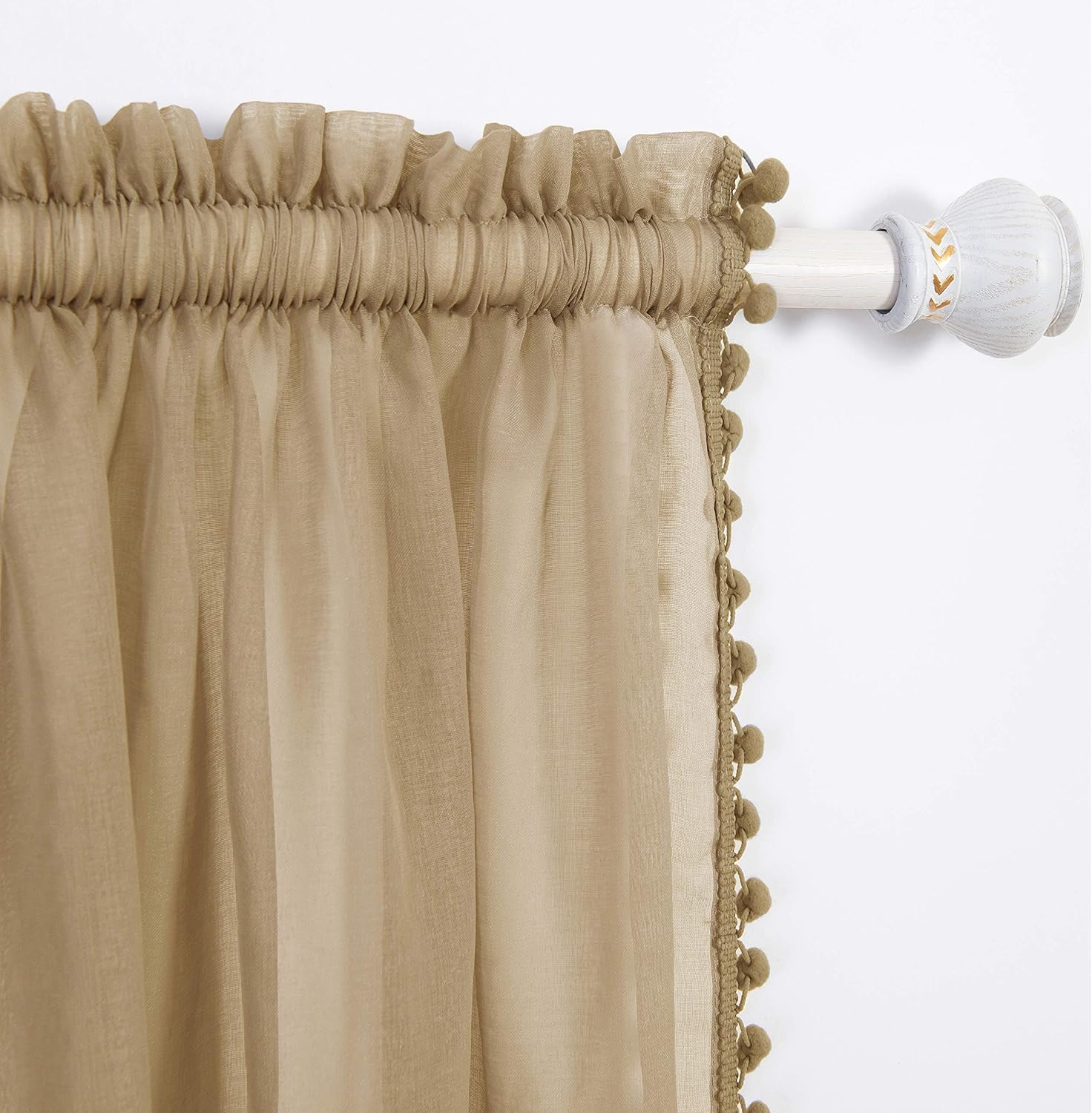 Elegant Comfort SemiSheer Pom Pom Tassels Curtains 2