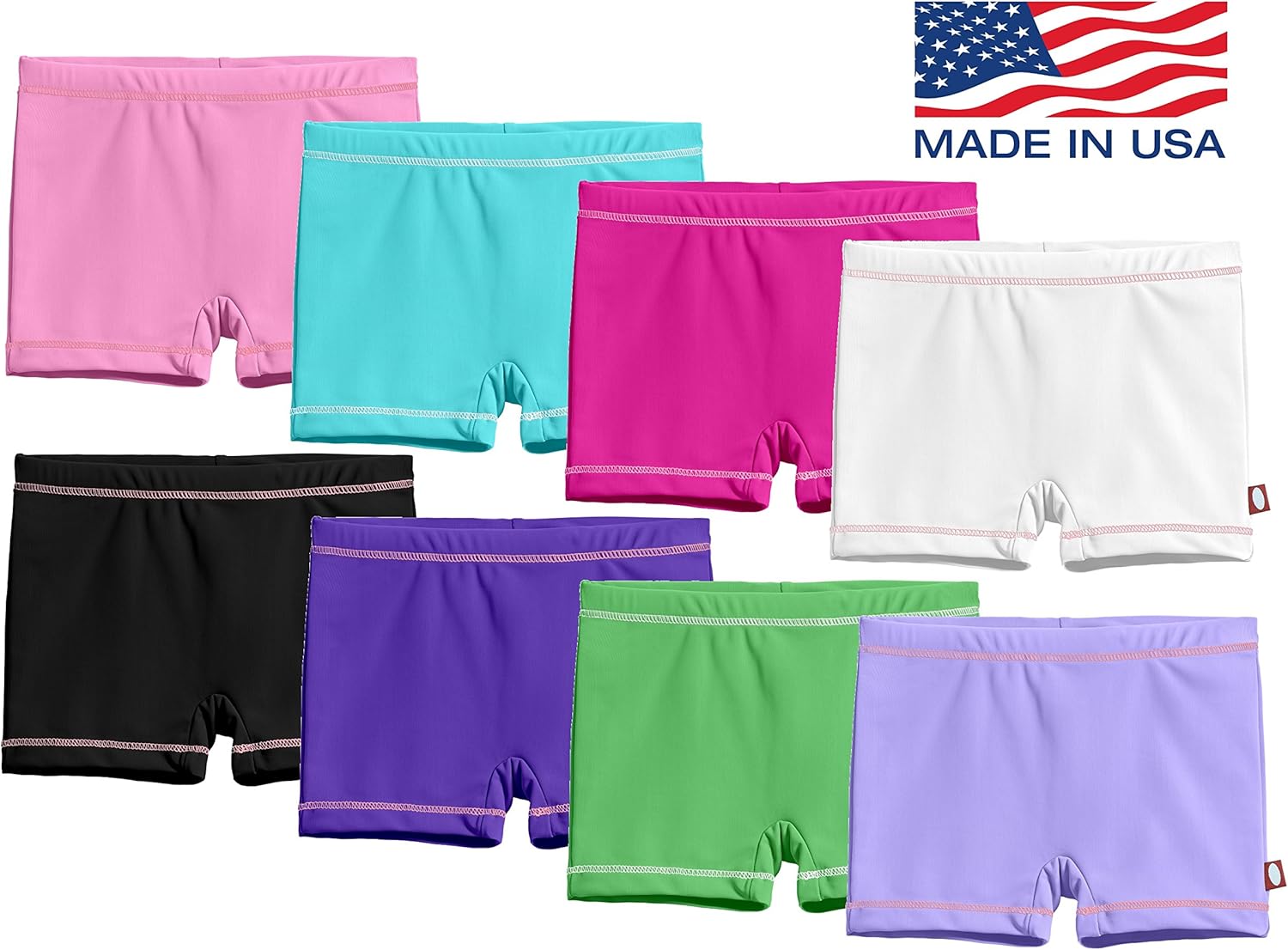 City Threads Girls' Swimming Bottom Boy Short UPF50+ Rash Guard Swim Made in USA 4T Rainbow Print