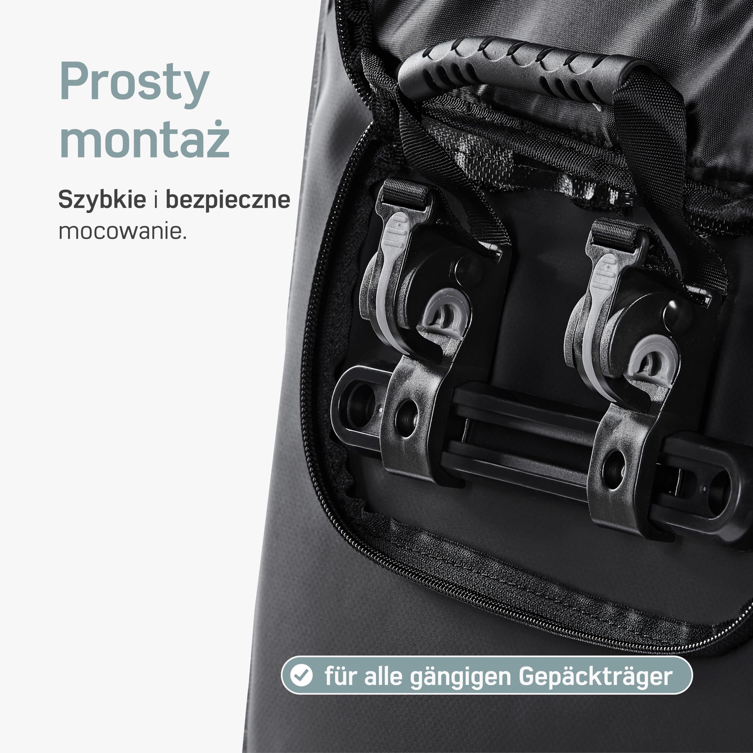 Borgen Torba na bagażnik rowerowy, 25 l, w 100% wodoszczelna, uchwyt i pasek na ramię, torba na bagażnik