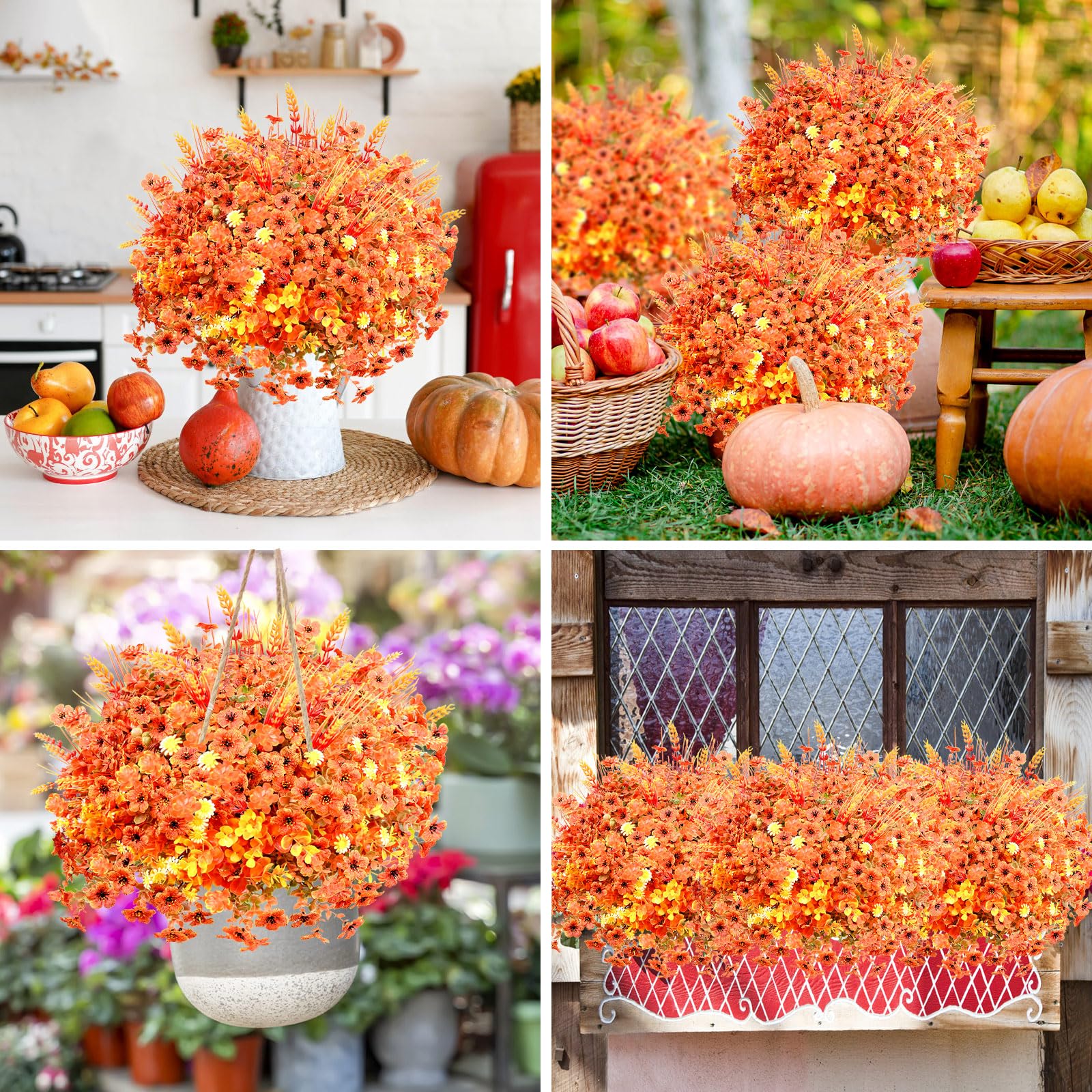 16 fasci di fiori artificiali autunnali per decorazioni esterne
