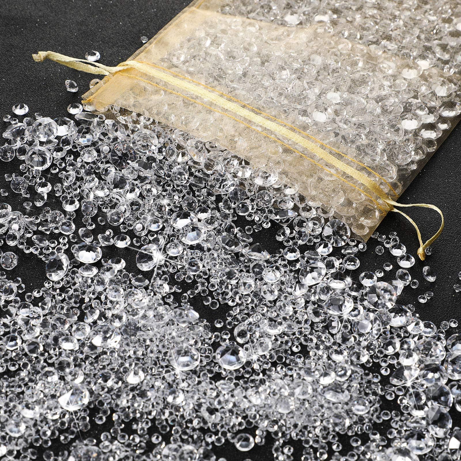 Yaomiao4000 Pieces Bling Diamond Acrylic Gem Table Scatter Crystals 3 mm, 6 mm, 10 mm Table Decorations for Vase Filler Christmas Wedding Birthday Party (Transparent)