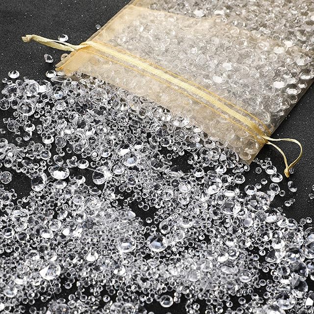 Yaomiao 4000 Pieces Bling Diamond Acrylic Gem Table Scatter Crystals 3 mm, 6 mm, 10 mm Table Decorations for Vase Filler Christmas Wedding Birthday Party (Transparent)