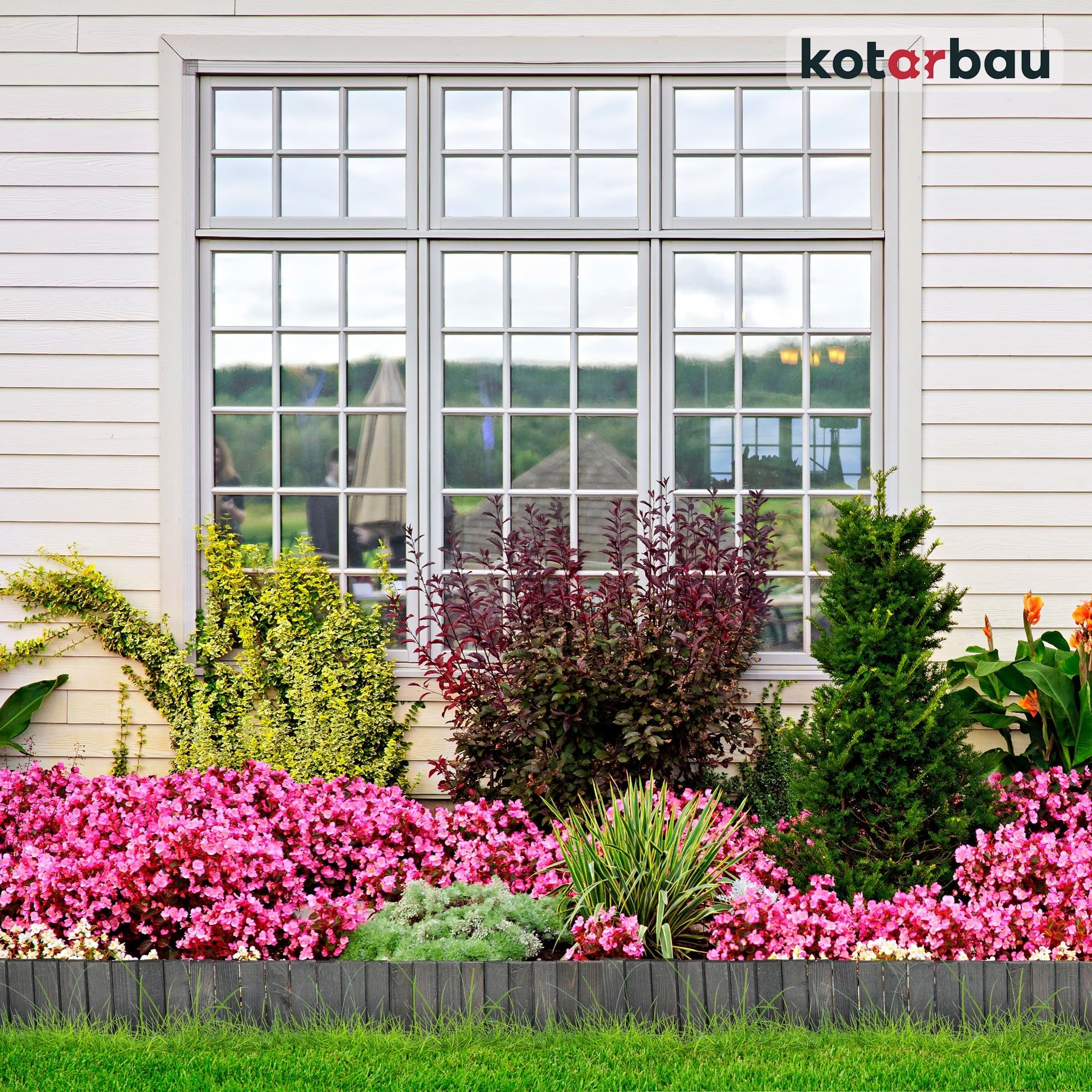 KOTARBAU® Bordure Jardin Exterieur Bois - 110 x 20 cm - Cloture Bois Jardin - Antracite- Palissade Flexible - Décoration