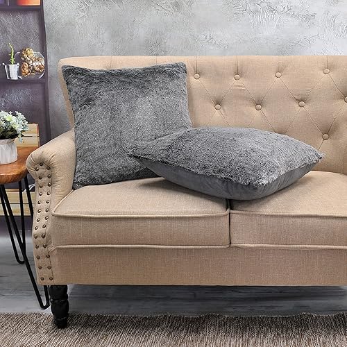 Home Soft Things Tip Dyeing - Juego de 2 fundas de almohada de piel sintética, 20 x 20 pulgadas, color negro, ligeras, decorativas, suaves, cómodas,