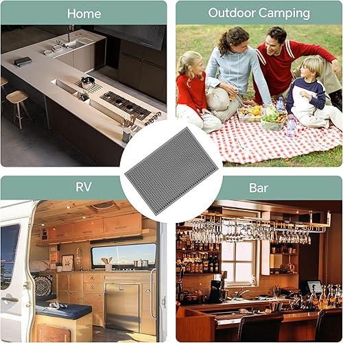 Miniatura 7 de Paquete de 2 tapetes de bar, tapetes de secado de herramientas de bar para el hogar, juego de bar de 18 x 12 pulgadas (gris) para bares, campamento