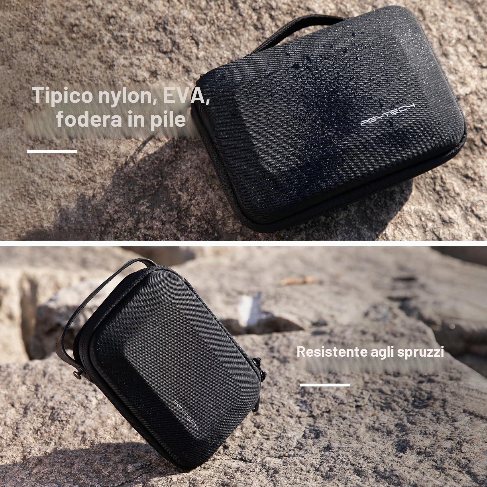 PGYTECH Fotocamera Custodia Portaoggetti Borsa a Mano per DJI OSMO 360/Action 6/Pocket 4/3/Mobile 3, per Gopro 13, per DJI FPV Batteria Maniglia Borsa, per Insta360 Ace Pro 2/X5