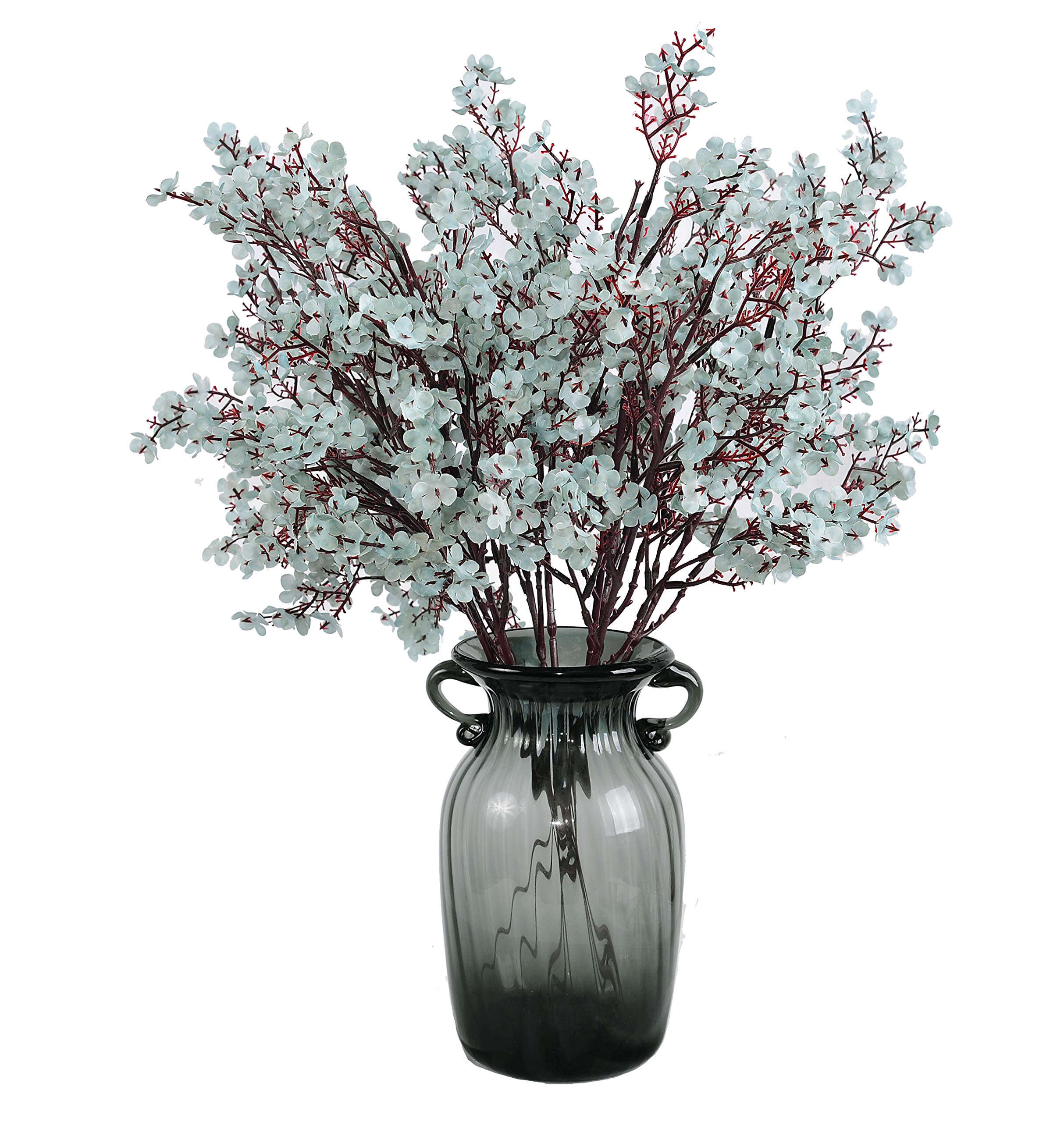 JAKY Global Babys Breath Fabric Cloth Artificial Flowers 6 Bundle European Fake Silk Plants Decor Wedding Party Decoration Bouquets Real Touch DIY Home Garden (Grey Blue)