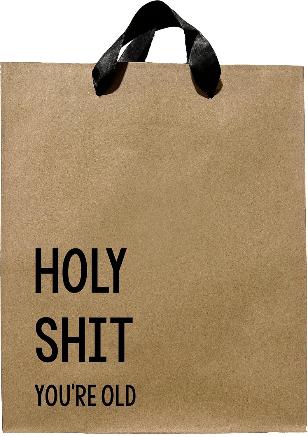 FarmedandFashioned Funny Birthday Gift Bag, Holy Shit You're Old Kraft Gift Bag With