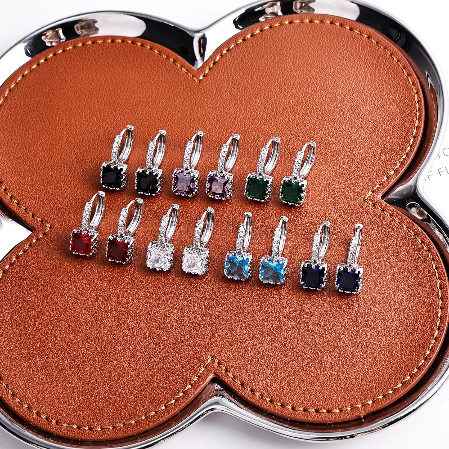 Zircon Hoop Earrings for Women - Sterling Silver Square Drop Dangle Earrings with Cubic Zirconia, Hypoallergenic Birthstone Jewelry - Image 6