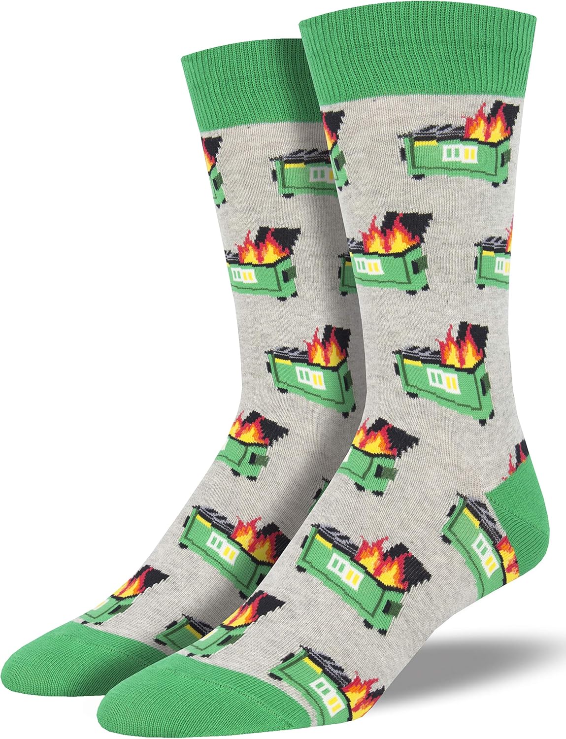 Dumpster Fire Men's Crew Socks Gray Heather