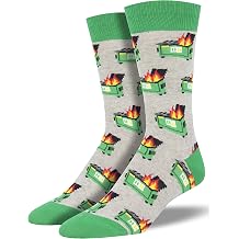 Socksmith MenS Dumpster Fire Socks, 1 pair of socks, Gray Heather, One Size Fits Most