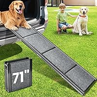 YOOKESEN 71" Extra Long Folding Dog Car Ramp for SUV Truck - Non-Slip Surface, Portable Pet Ramp for Large Dogs up to 250 lbs