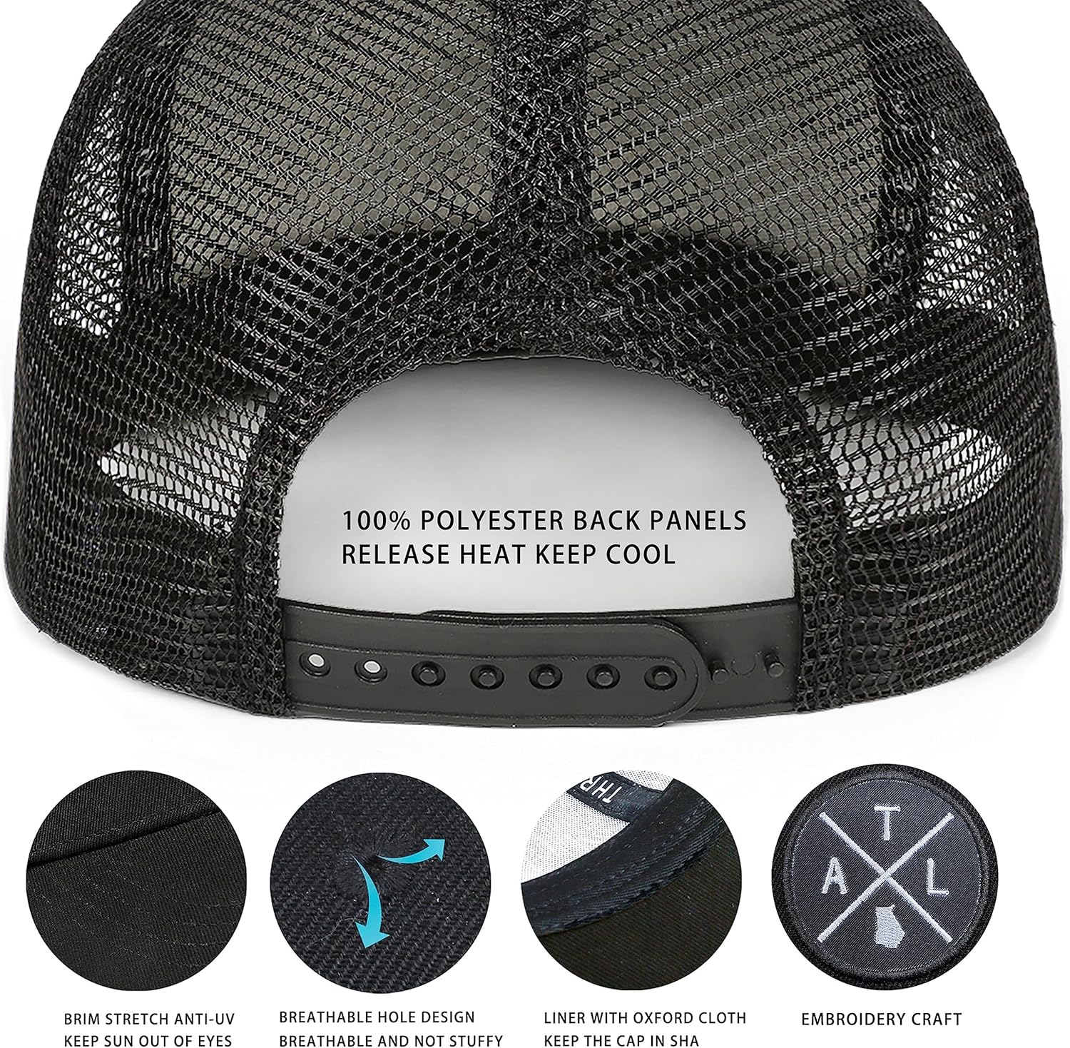 City Flat Brim Snapback Trucker Hat Unite State Adjustable Baseball Cap Mesh Hip Hop Flat Bill hat for Men & Women - Image 6