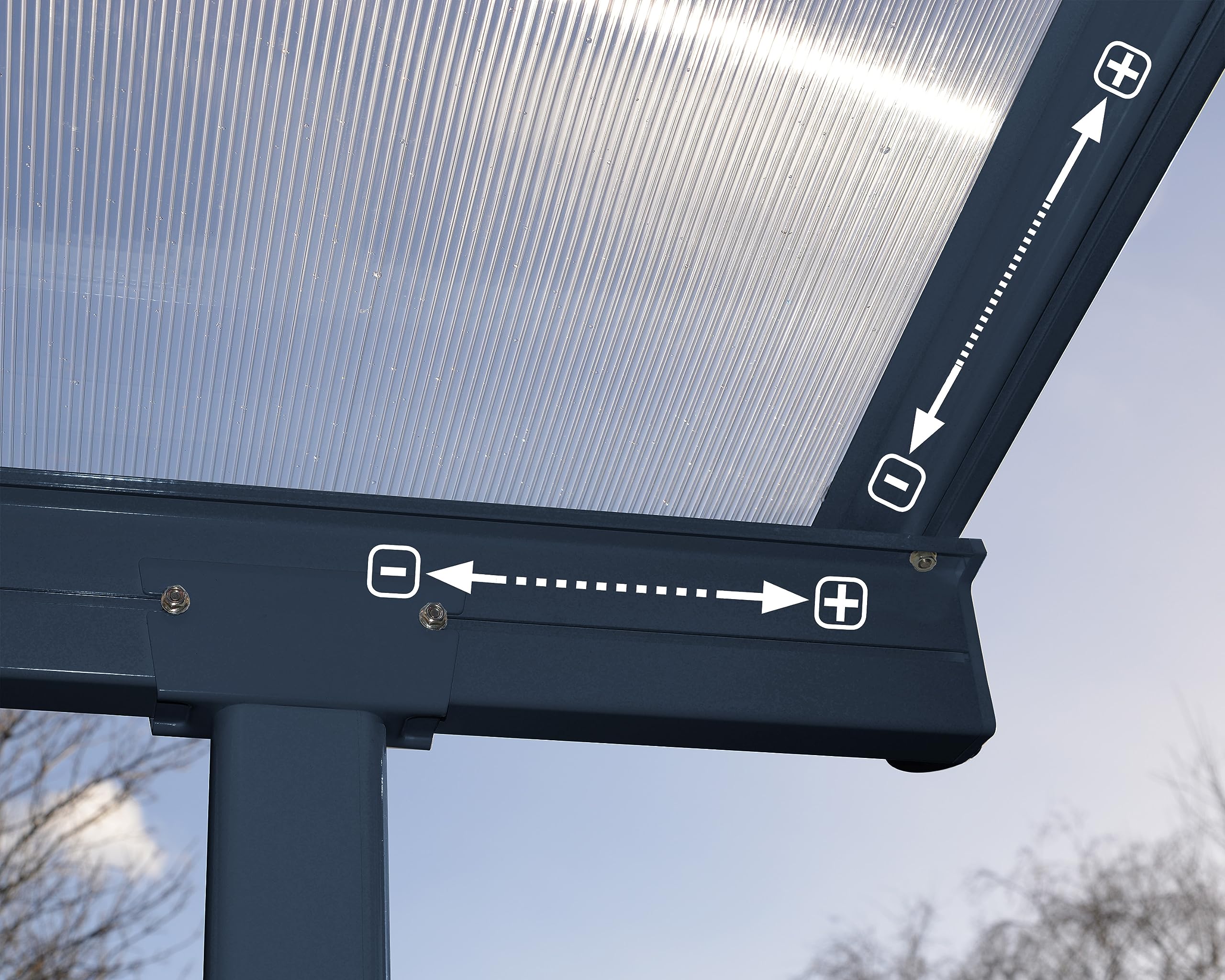 Canopia by Palram Pergola Sierra 2.3X2.3 en Aluminium Et Polycarbonate, Moderne & Élégante, pour Couvrir Une Terrasse Toute L’année (Grise Transparent)