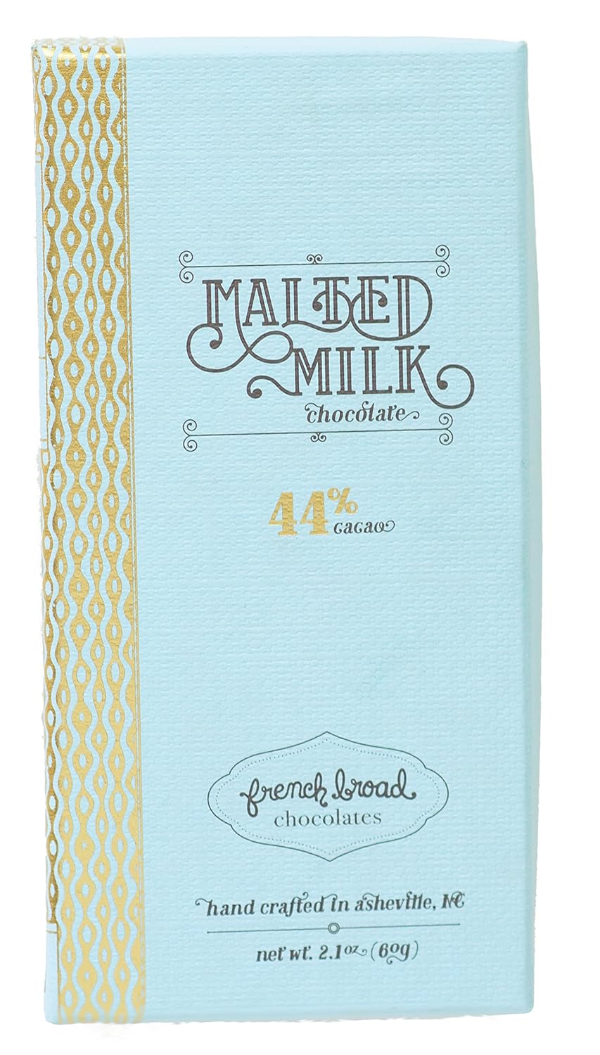 FRENCH BROAD CHOCOLATES Malted Milk Chocolate Bar, 2.1 OZ