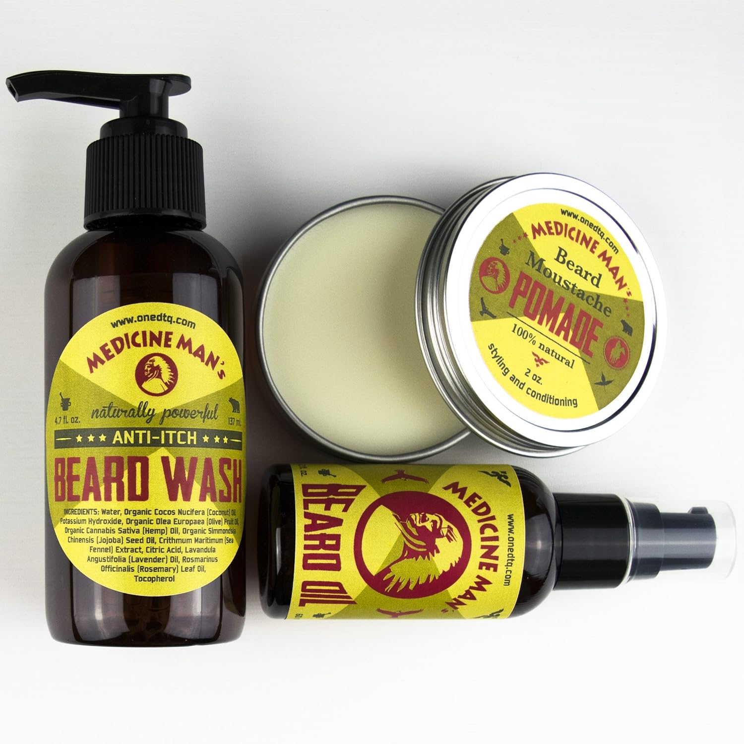 OneDTQ Medicine Man’s Beard Balm; Promotes Healthy Beard Growth, Premium Natural and Organic Butters and Oils, 2 Ounce, Mild Hold