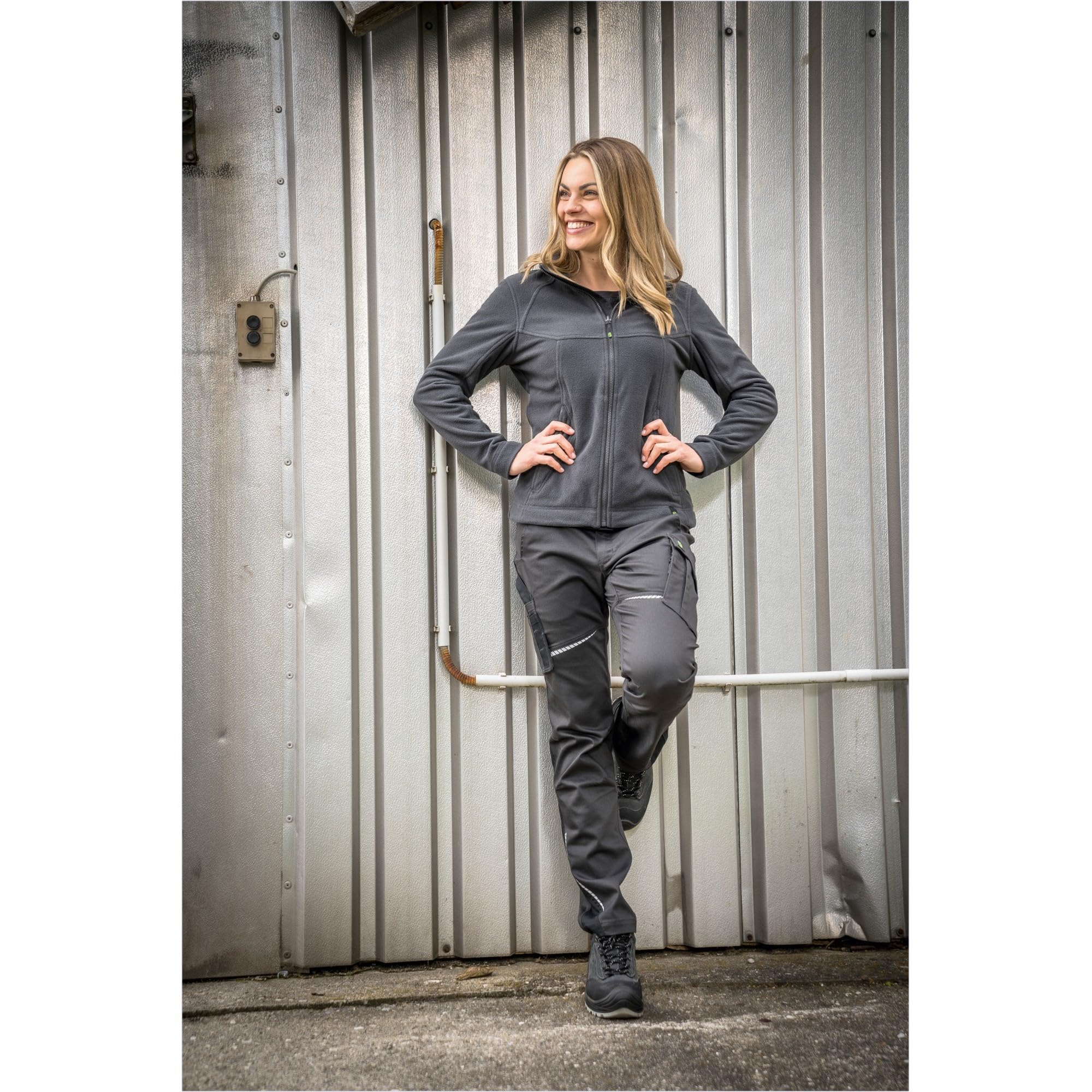 Leibwächter Damen Arbeitshose Flex-Line Anthrazit, Gr. 40, Robuste Workwear mit Stretch, Sicherheitshose für Frauen, strapazierfähige Berufsbekleidung, Bundhose ohne Knietaschen