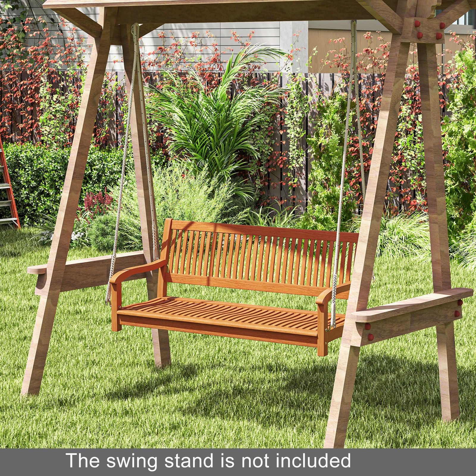 COSTWAY Schaukelbank 2-Sitzer, Veranda-Schaukel bis 360 kg belastbar, Hängebank Gartenschaukel zum Aufhängen, Hollywoodschaukel aus Akazienholz, Schaukel für Terrasse & Garten & Balkon