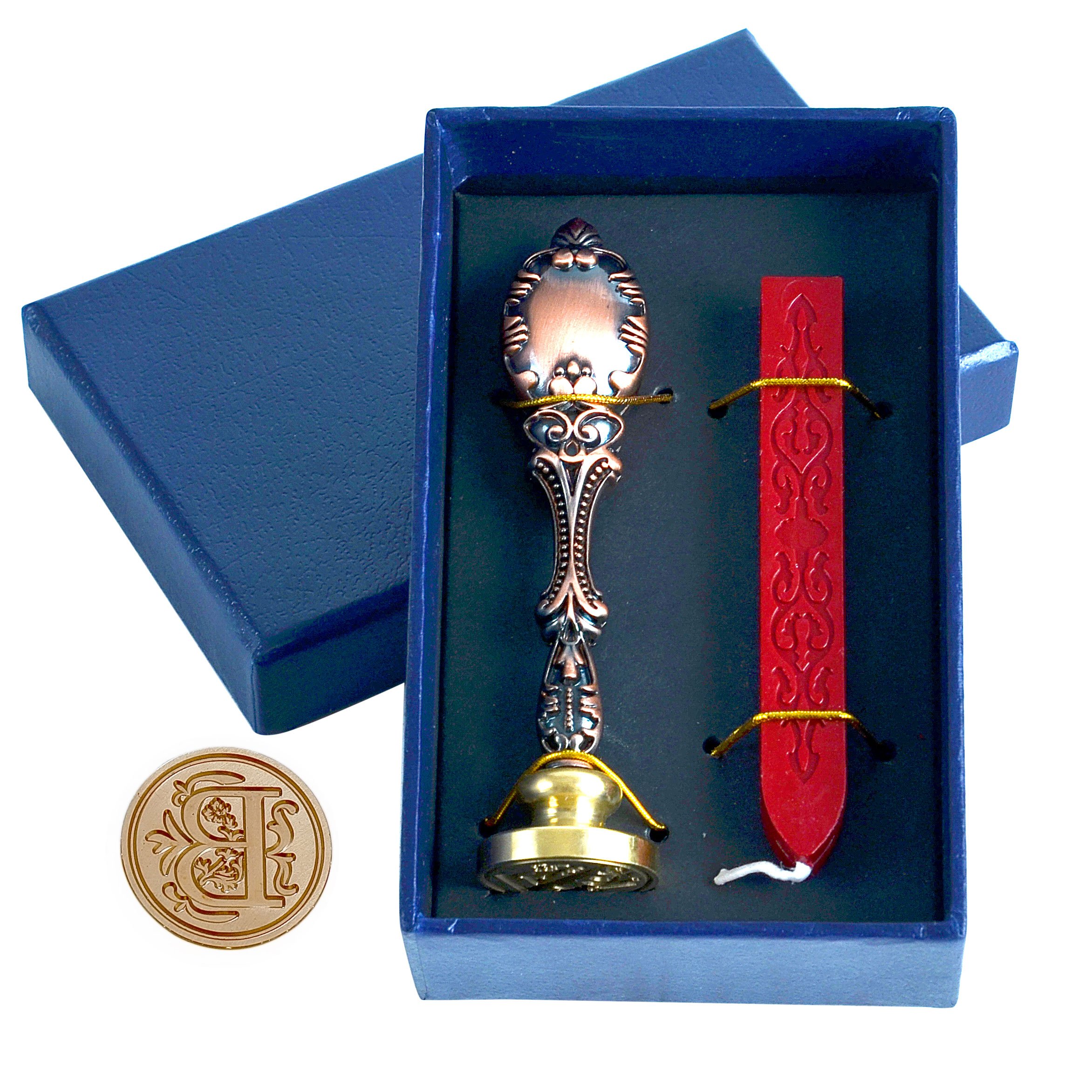 Stamp Seal Sealing Wax kit, Retro Wax Stick + Classic Vintage Seal Wax Stamp Letter B - in Gift Box