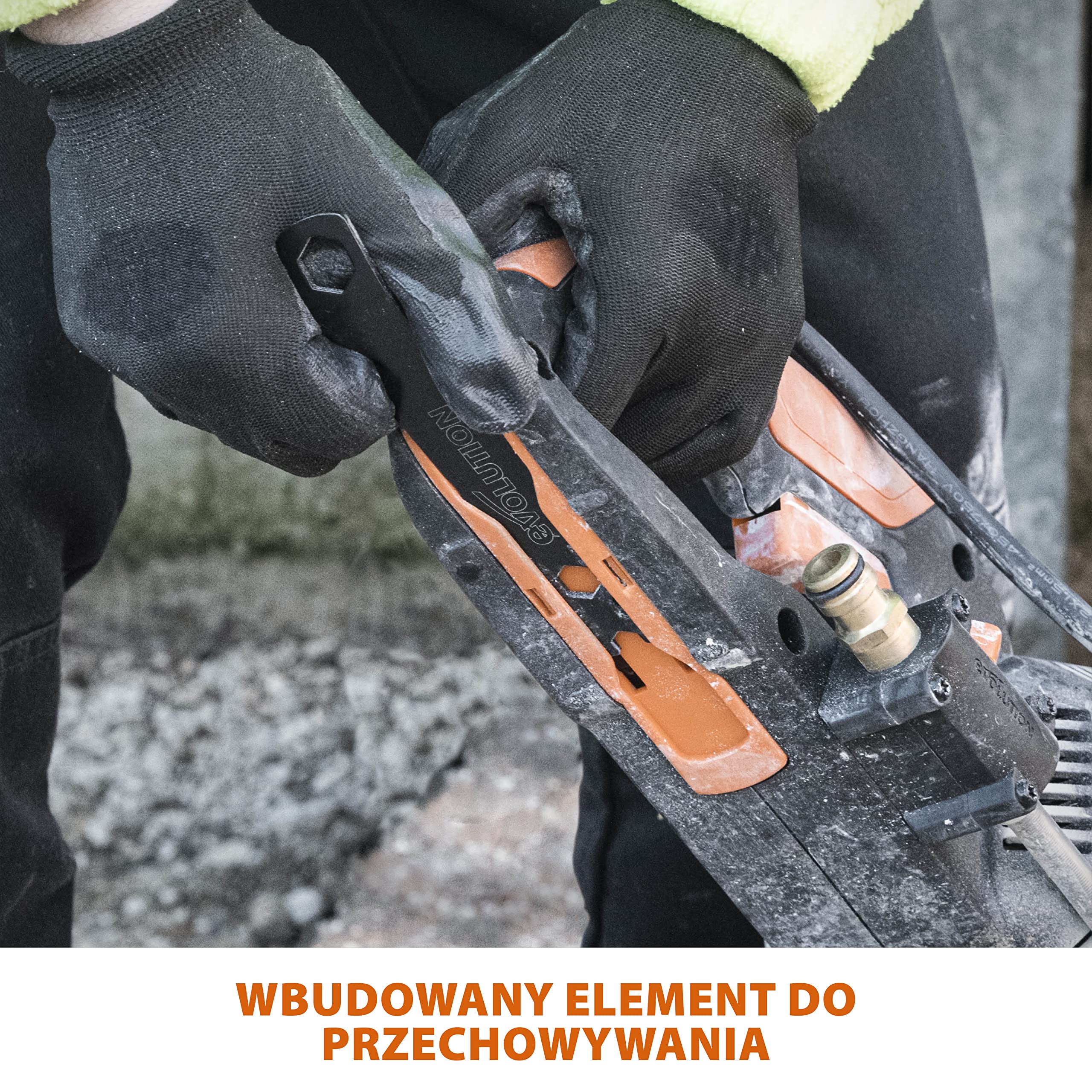 Evolution Power Tools Elektryczna przecinarka tarczowa i pilarka do betonu R300DCT+ z funkcją tłumienia pyłu z użyciem wody i tarczą diamentową Premium 300 mm