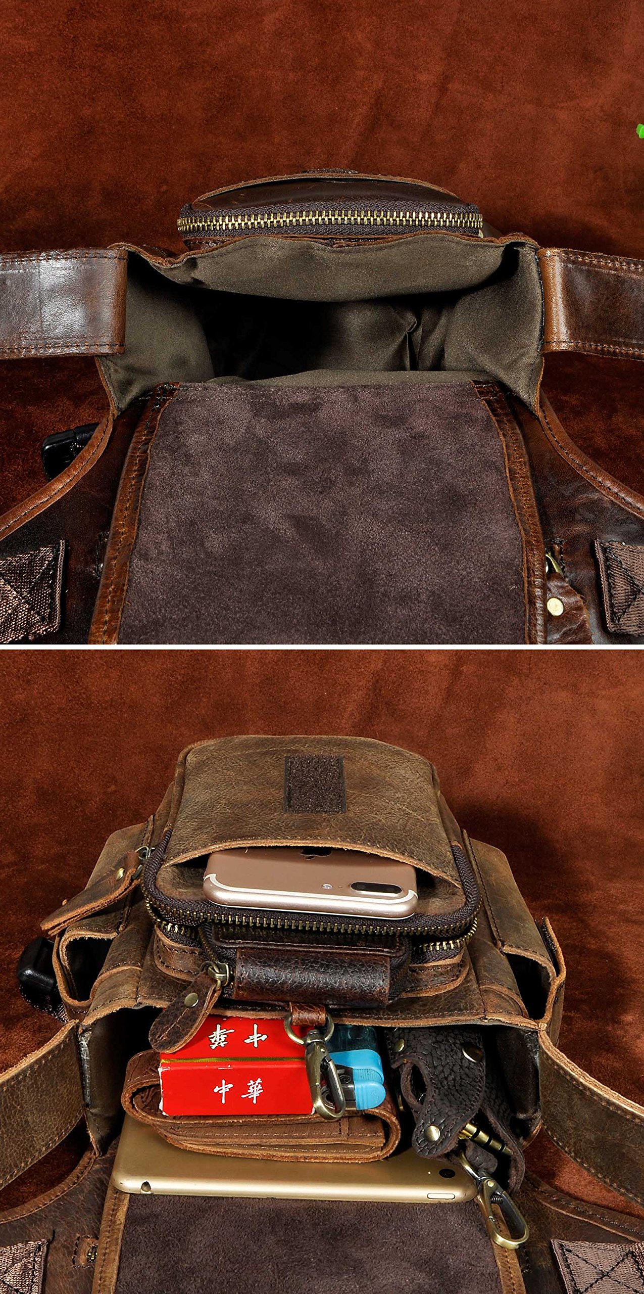Le'aokuu Uomini Vera Pelle Borsa a Tracolla Gambe Incrociate Marsupio Messenger Riding Hip Bum Borsa 3110