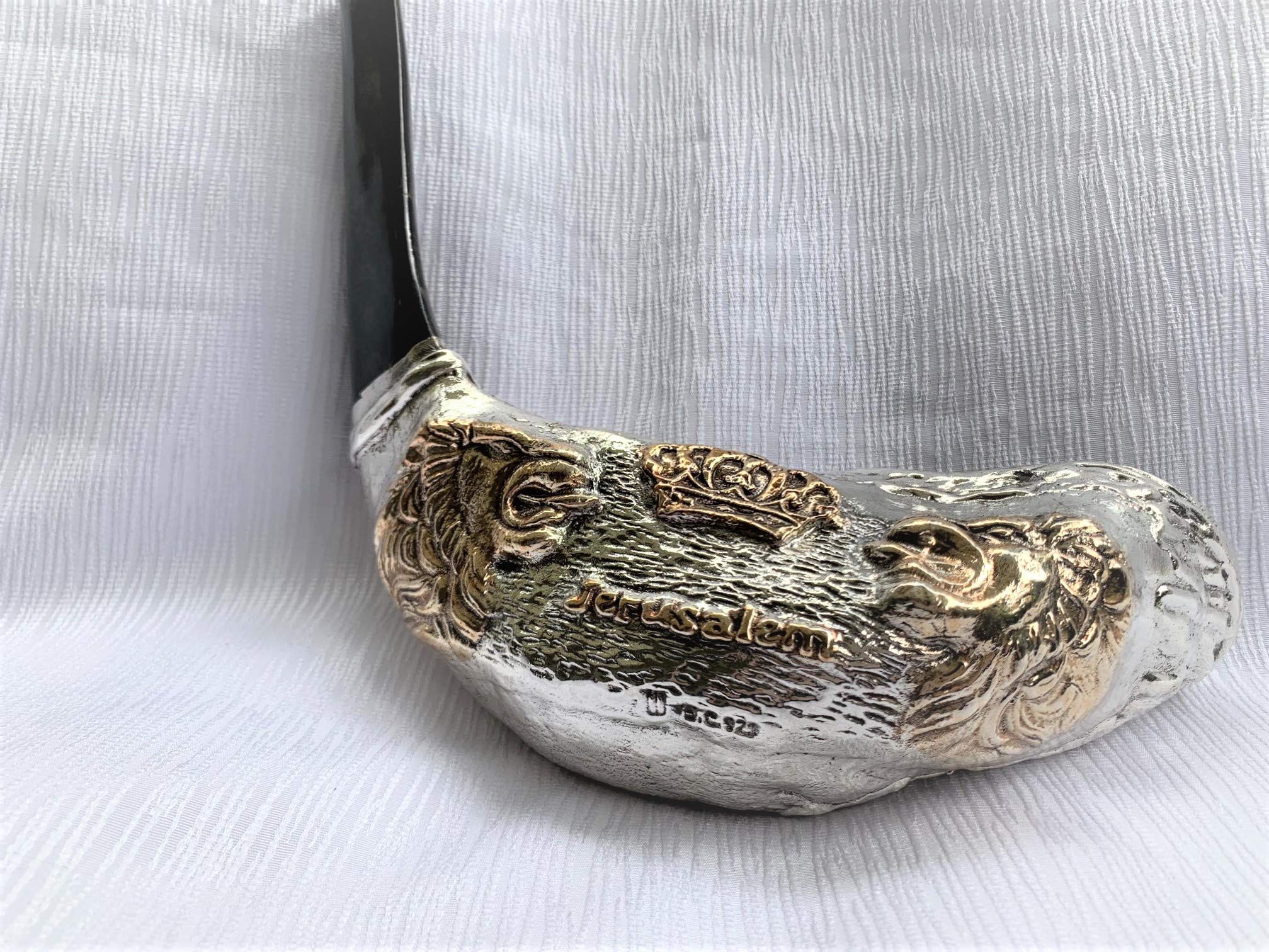 rzadki lew z Judy srebro ram's róg shofar 40 cm – 40 cm + stojak