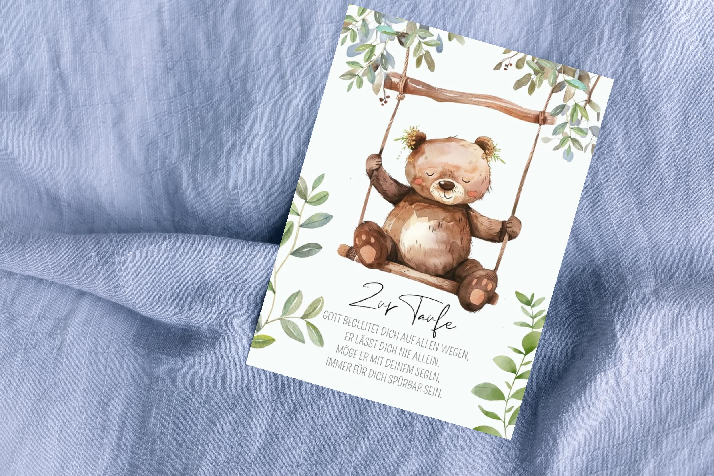 Taufkarte Mit Eukalyptus & Goldkreuz – „Alles Liebe Zur Taufe“ Inkl. Umschlag, DIN A6