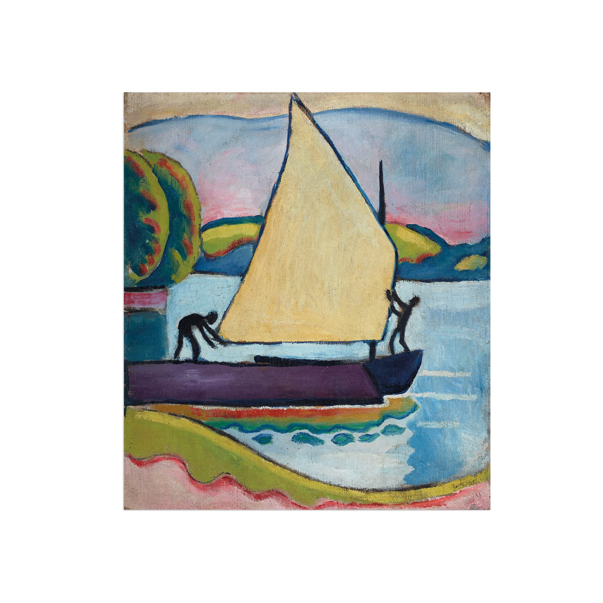 Sdyskkug Unframed August Macke Famous Wall Art For Living Room. Sailboat In Morning. Canvas Artwork Picture. Prints Reproduction Modern Home Decor 72X60cm