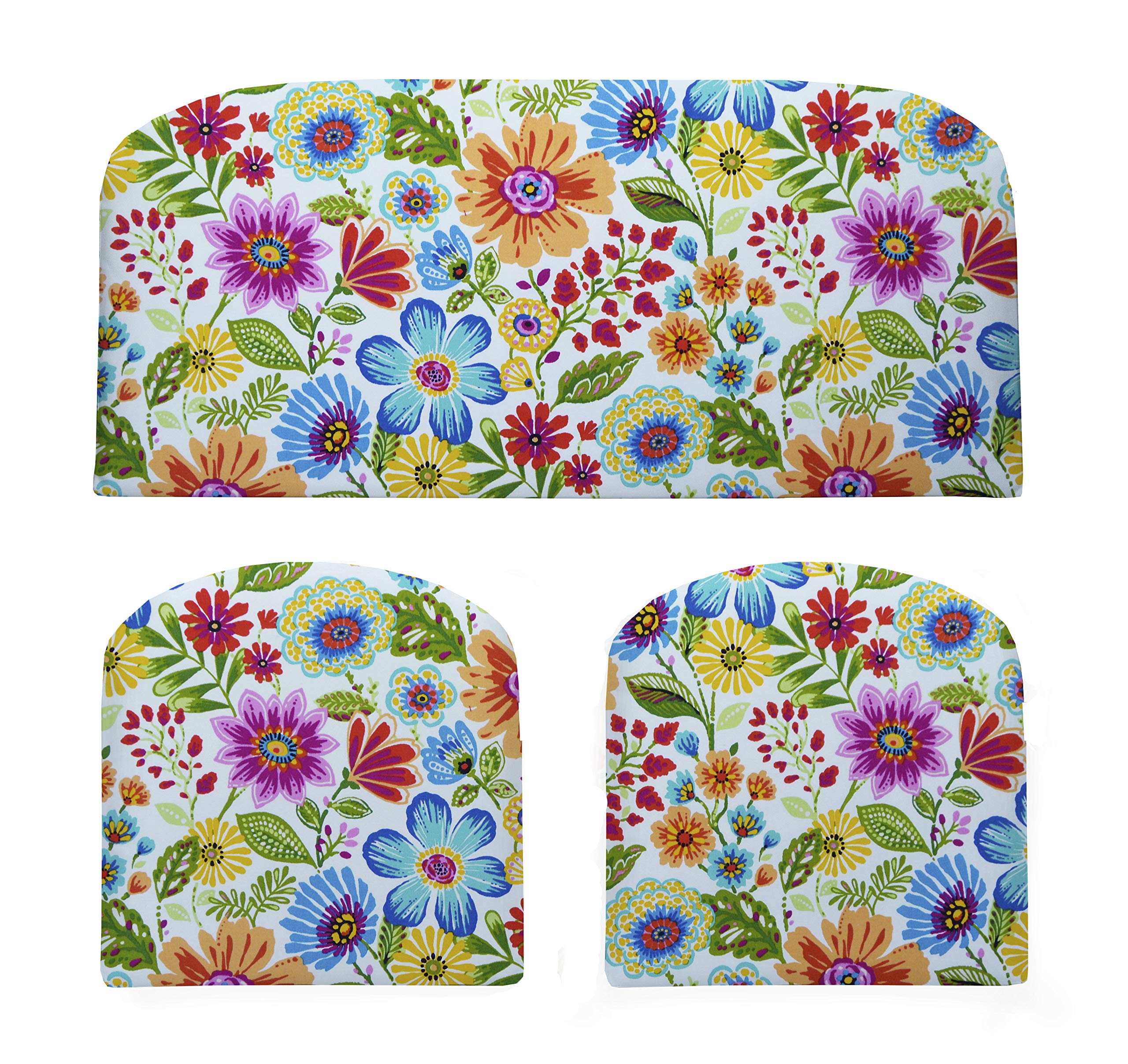 RSH DECOR: 3-Piece Foam Wicker Cushion Set | 41 x 19 & 19 x 19 | All-Weather Spun Fabric | Water-Resistant | Outdoor Loveseat & U-Shape Cushions for Patio Furniture | Gregoire Fresco