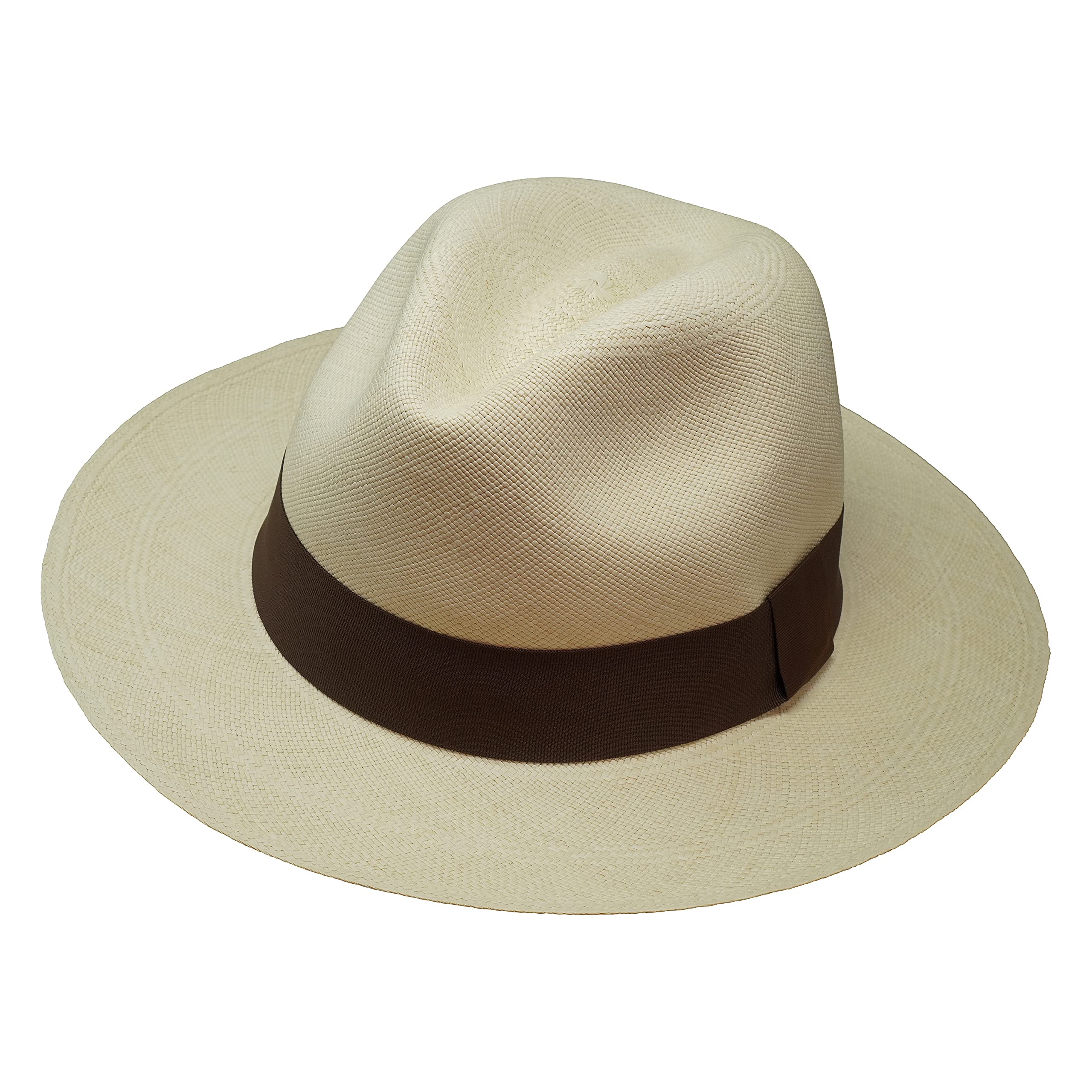 Borges & Scott The Japura - Signature Fedora Panama Hat - Rollable and Lightweight - Natural with Brown Ribbon - 58cm