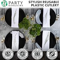 Vista 130 de Party Bargains Disposable Plastic Black Gold Cutlery Set, Infinity Modern Design Utensils, 40 Pack: 16 Forks, 8 Knives, 16 Spoons