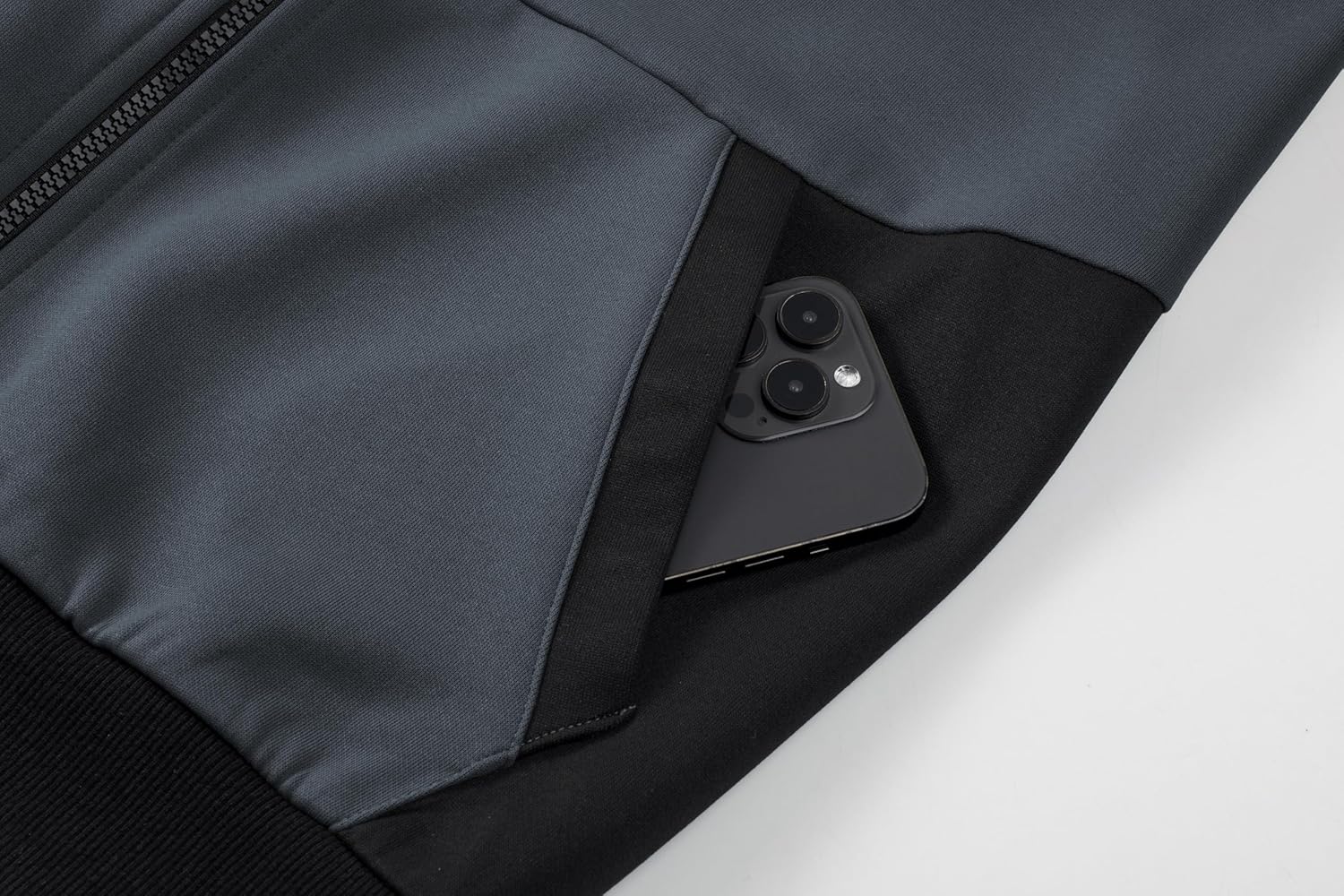 Men's Full-Zip Hoodies Sweatshirts Color Block Long Sleeve Casual Pullover Shirt with Kanga Pocket - Image 8