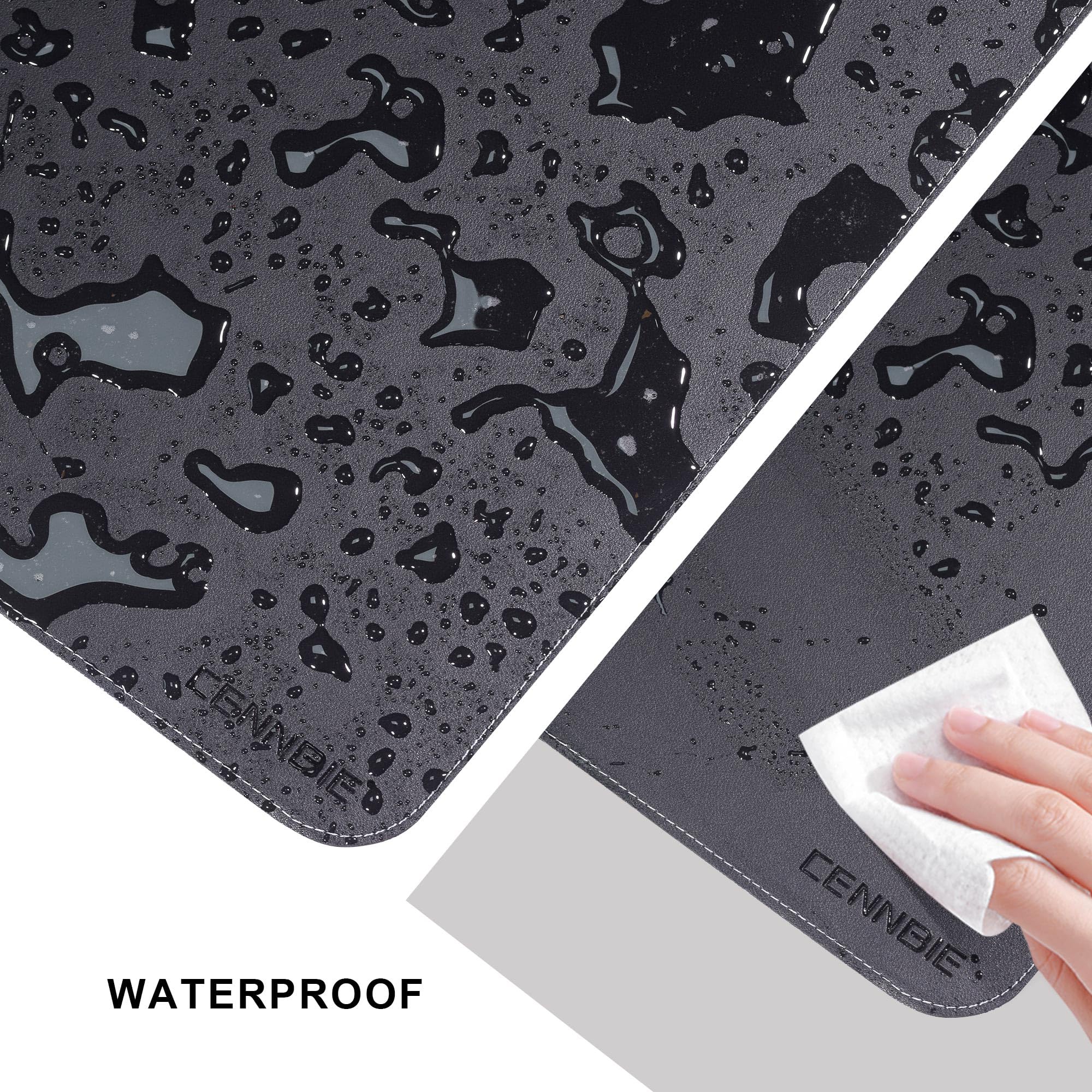 Sous-mains Bureau 90x40cm Cuir Synthétique Imperméable Anti-Dérapant Protection Table Noir