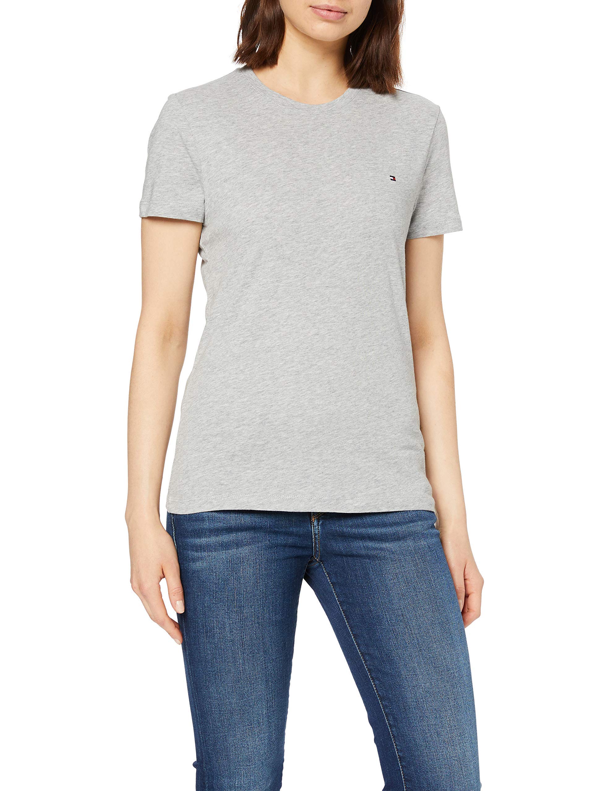 Tommy Hilfiger Women's Grey Heritage Crew Neck T Shirt in Size 8, Sports Direct
