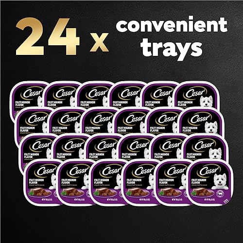 Miniatura 79 de CESAR Soft Wet Dog Food Classic Loaf - Comida para perros en salsa sabor a carne Porterhouse, de 3.5 onzas (paquete de 24 unidades)