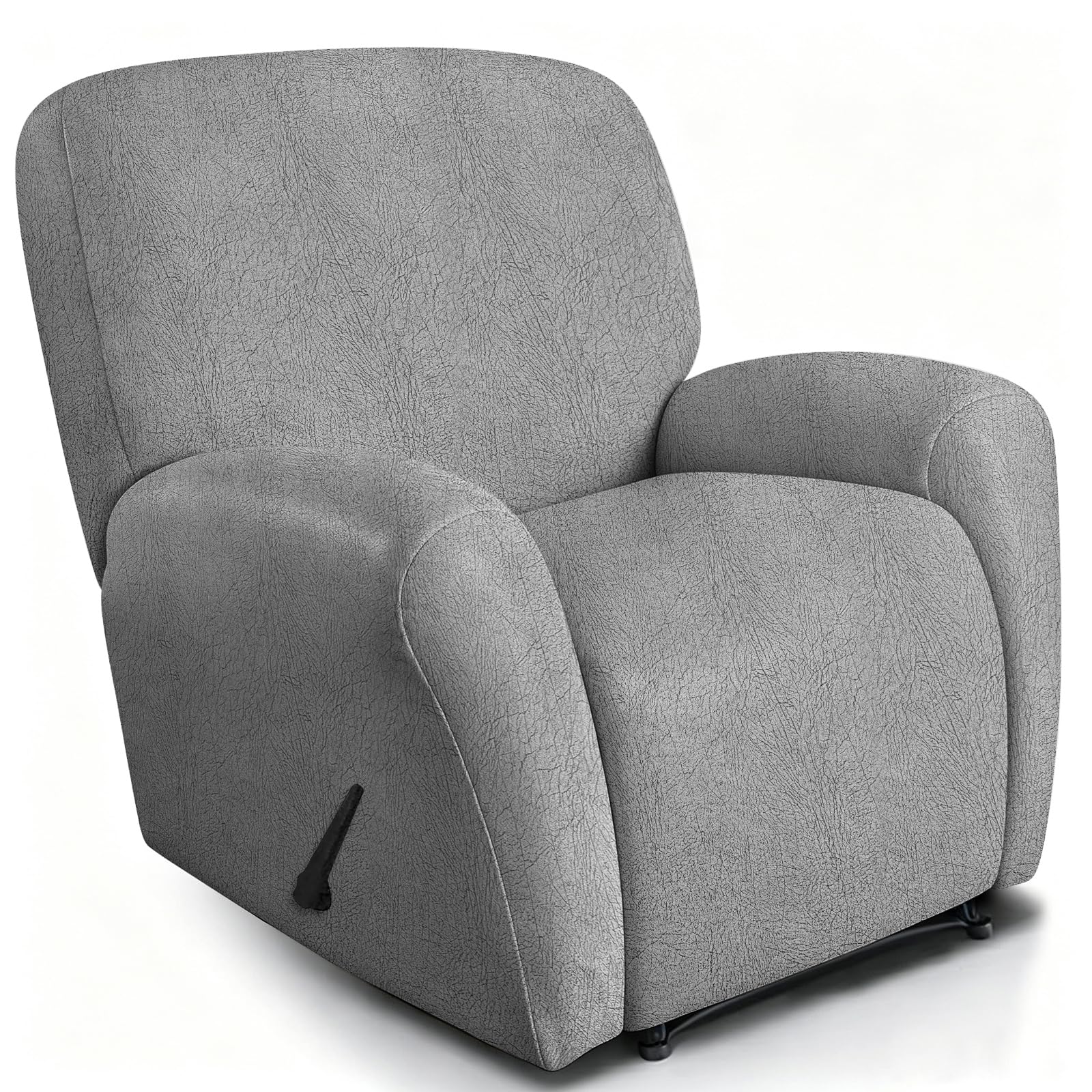 ANARACHON Leather Like Recliner Chair Covers Heavy Duty, 4 Pieces Recliner Cover for Recliner Chair, Leather Cover for Recliner slipcovers Washable for Pets (256Light Gray)