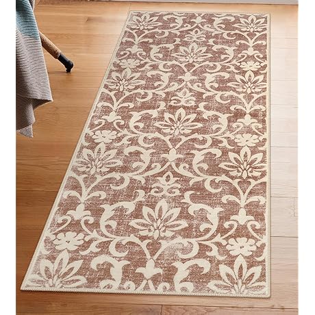 24x60 Vintage Floral Non-Slip Bathroom Floor Runner Rug