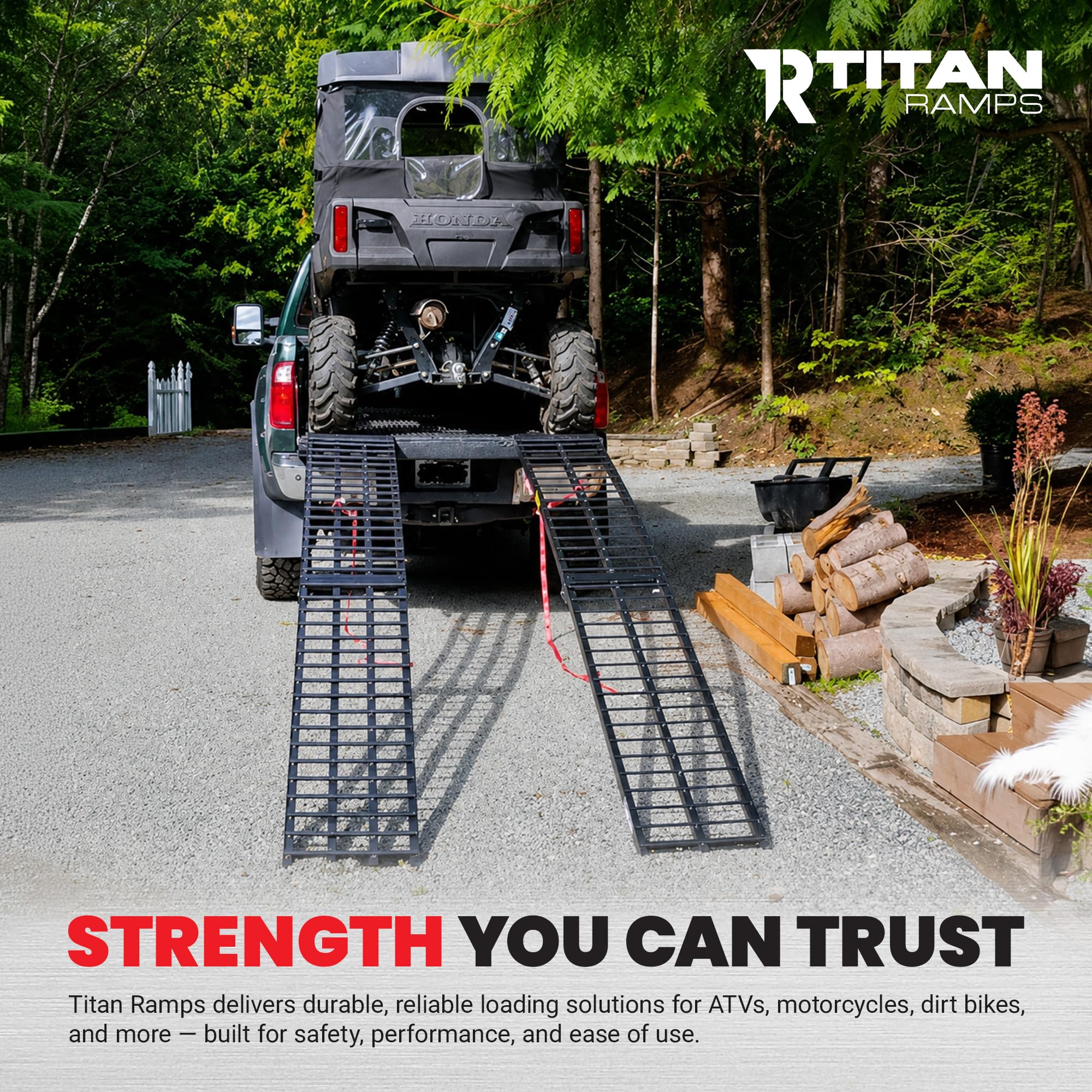 Titan Ramps 9 Heavy-Duty Arched Motorcycle Loading Ramp - 900 lb. Capacity | Aluminum loading for pickup trucks foldable lightweight with serrated crossbars product thumbnail 6