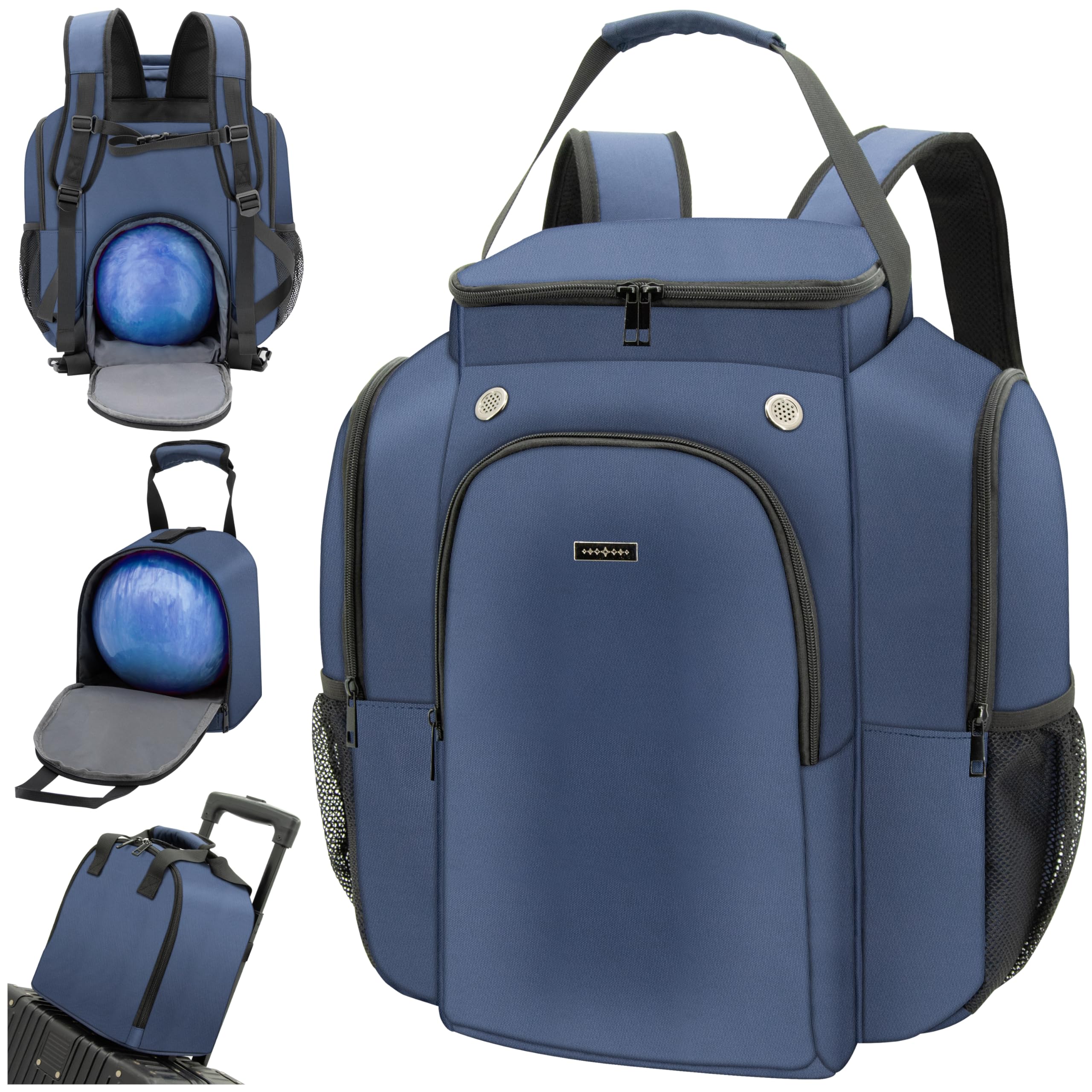 Photo 1 of DerHutzucker 2-Ball Bowling Backpack with Shoe Storage – Heavy Duty Padded Travel Bag with Ergonomic Straps, Waterproof Design for Men & Women (Navy)