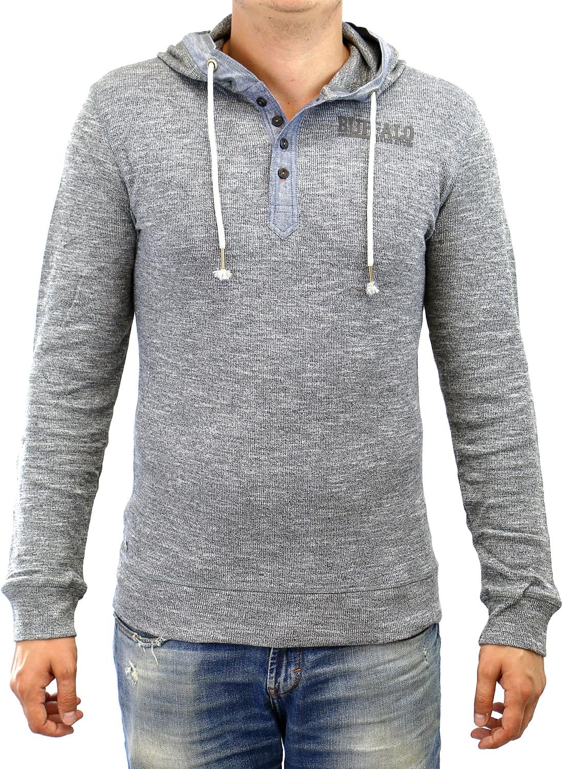 Buffalo David Bitton Men's Nifear Long Sleeve Hooded Waffle Henly Shirt