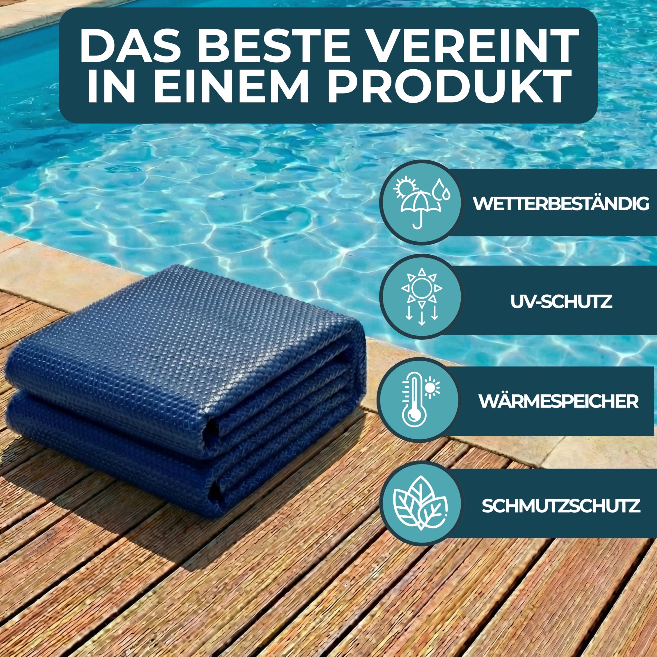 Solarplane Pool rund 400 cm 400 µm Solarfolie blau 10 mm Luftpolster Solarabdeckplane zuschneidbar Noppenfolie Wärmefolie